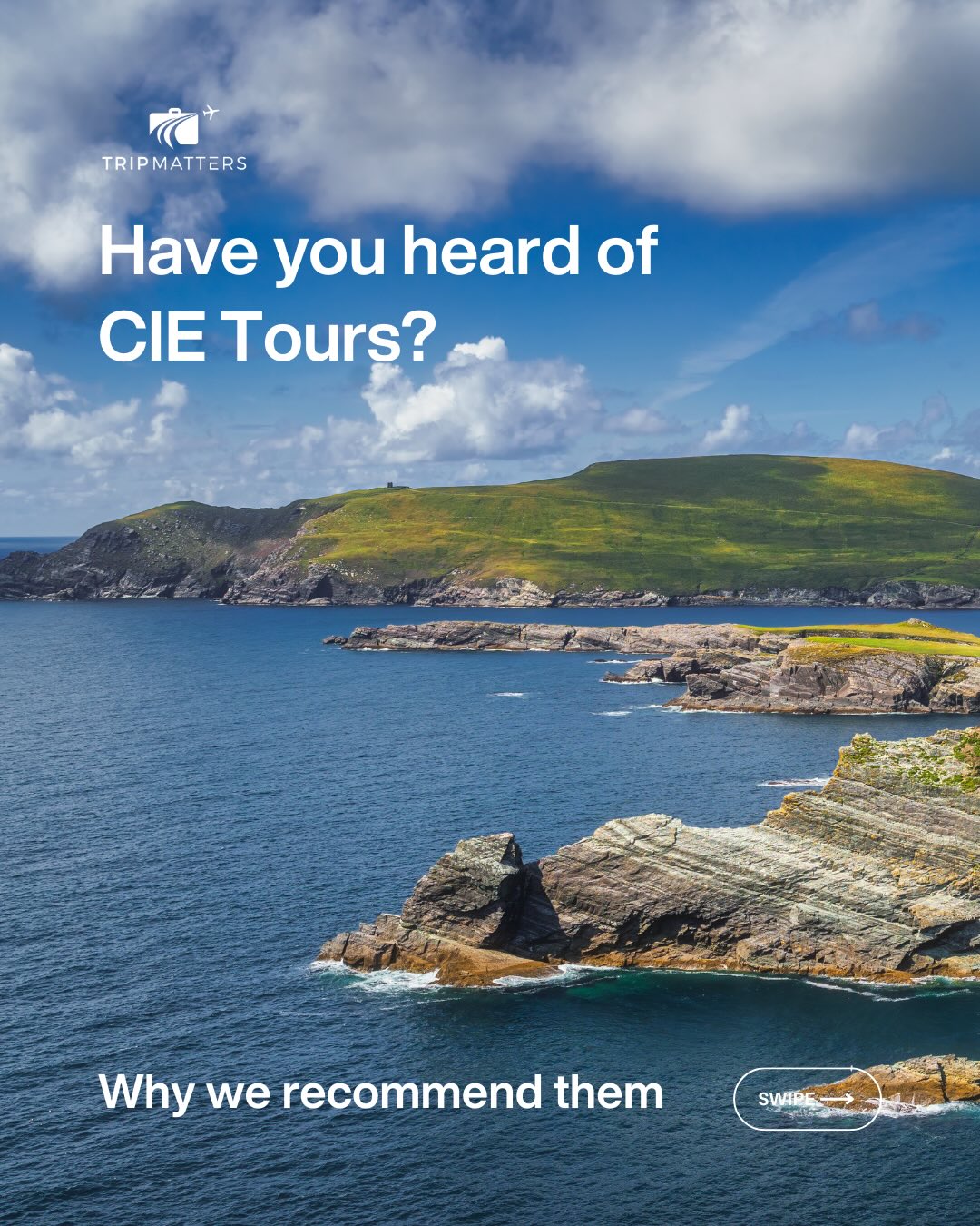 If Ireland is on your list, CIE Tours is one of the brands our advisors trust most.
With a 95% satisfaction rate, an all-inclusive approach with no surprise extras, and local guides who bring Ireland’s stories to life, it’s easy to see why travelers love traveling with them.
Thinking about visiting Ireland?
Connect with a TripMatters advisor to start planning your journey. Link in bio.
#IrelandTravel #TravelAdvisor