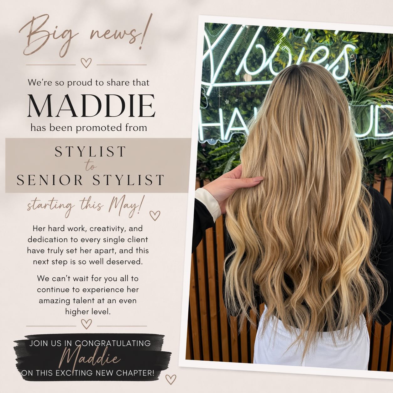 We’re proud to announce that Maddie will be a senior stylist from May! To book, please call 01708608899 or click the link in our bio ❤️
#promotion #seniorstylist #hairdressers #hornchurch #abbieshairstudio