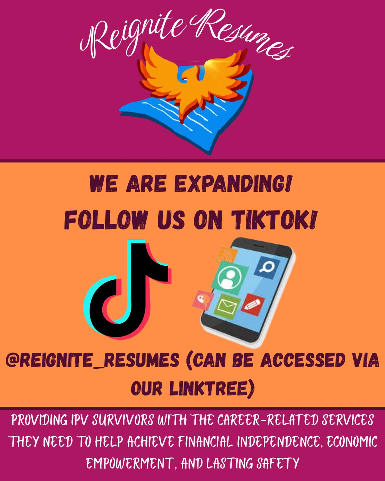 Breaking news! More expansion to come for Reignite Resumes! Follow our TikTok page to be more in the know about community updates and support! The link to our page is in our LinkTree!
Follow Reignite Resumes to join a youth-led movement working towards financial freedom and equity!
#npo #nonprofit #reigniteresumes #resume #resumes