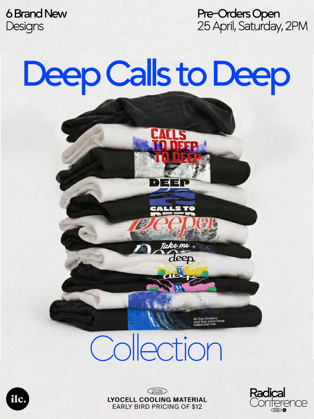 #RADCON26 • Our Conference Tees are here!!! The ‘Deep Calls To Deep’ Collection drops at 2pm 💙
In line with our Radical Conference ’26 theme, we’re launching 5 new designs for adults and 1 for our kiddos:
🌊Come & Drink
🌊River of Life
🌊Living Water
🌊Wave After Wave
🌊Deeper Essentials
🌊Next Wave (Kids Edition, also available in adult sizing)
Swipe 👉🏻 to check out our DCD Tees
PRE-ORDER ON OUR WEBSITE TMR
impactlife.sg/radcon26
GOING FOR $12 ONLY
(THIS SAT - NEXT SUN)
💧Order by 3 May, 2359 for early bird pricing at $12 and priority collection
💧Order after 3 May at $15 each and collect at RADCON26
SIZING TIPS
🔹Available in XS - 5XL
🔹Size up for a looser fit
🔹We’re trying a new vendor this year, so fit may differ slightly from previous collections
🔹Size samples available at our merch booth for two Saturdays starting tomorrow (25 April and 2 May - highly recommended to visit!)
MATERIAL & PRINT
🎽Brand new material this year: lighter, more breathable, and cooling for all-day wear
🎽34.5% Lyocell, 34.5% Cotton, 27% Polyester, 4% Spandex
🎽Actual print may differ slightly
🎽This collection is exclusive to conference attendees only.
P.S. Which tee are you eyeing? 👇🏻
#radcon26merch #theDCDcollection #impactlifesg