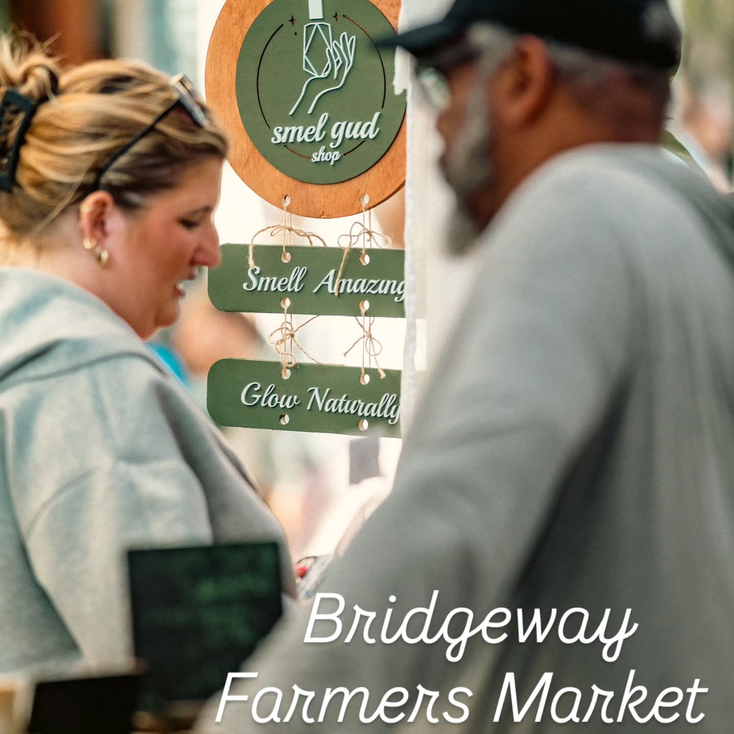 What an amazing shot of a customer at my booth during @bridgewaymarket courtesy of @jaybakermedia . I love how he captured my booth signage in the picture. Signage made by the amazing @cozypandasc
This customer purchased one of my pomegranate soy candles and a goat milk soap.