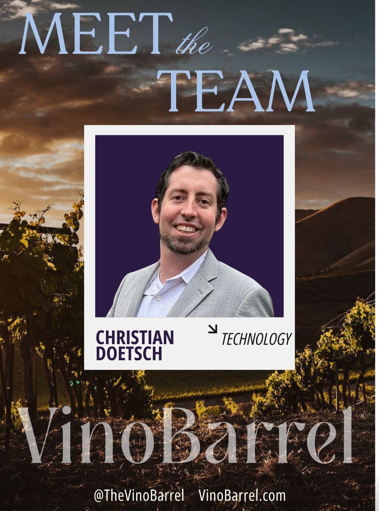 Meet Christian Doetsch 🍷
Our VP of Software Engineering, Christian is the brain behind VinoBarrel’s connected tech — from IoT hardware to cloud systems and data-driven experiences that bring wine to life for vineyards, venues, and wine lovers.
How it started:
He met Seth Lytle at a Tech Alpharetta meeting in 2024 and jumped in as an advisor, consultant, and investor before officially joining full-time.
Favorite wine:
Angelica Zapata Malbec Alta from Catena Zapata 🇦🇷
(He first tried it while visiting his team in Argentina — and brought bottles home, of course.)
How he got into wine:
Started as a way to impress someone in college… and ended up impressing his future wife. We’d call that a success.
Hot take:
Red wine slightly chilled > (we said what we said)
Dream trip:
Mendoza, Argentina — next time with a full wine tour, including Catena Zapata
Cheers to the people behind the tech 🍷
#VinoBarrel #WineTech #MeetTheTeam #WineLover #StartupLife #IoT #WineCulture