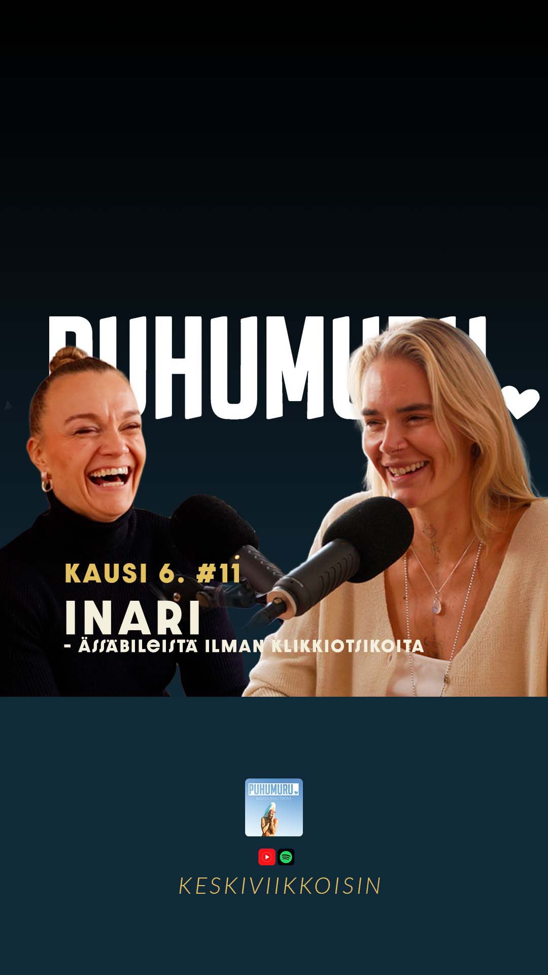 NYT ON JÄLLEEN UUSI PODJAKSO ULKONA POR MIS MURULOS 💖 KAUSI 6. #11 INARI – Ässäbileistä ilman klikkiotsikoita ❣️
Mainos. Parisuhde Bootcamp on nyt kampanjassa! Marja Kihlströmin supersuosittu kurssi auttaa vahvistamaan yhteyttä, läheisyyttä ja keskusteluyhteyttä suhteessa – nyt toukokuun loppuun asti hintaan 49,50 € normaalihinnan 99 € sijaan. Linkki biossa 🦋
Ja sitten itse jaksoon. Tämä on aikuisten oikeasti THE jakso kaikille, joita ässäbileet kiinnostavat.
Inari on puhunut somessaan avoimesti seksuaalisuudesta, kehosta, nautinnosta ja ässäbileistä – ja juuri siksi moni on uskaltanut lähestyä häntä kysymyksillä, joita ei ehkä kehtaa kysyä keneltäkään muulta. Inari on monelle suuri luvanantaja.
Jaksossa puhutaan siitä, mitä ässäbileissä oikeasti voi tapahtua, miksi omat rajat ja yhteiset säännöt ovat kaikki kaikessa, mitä kehossa voi aueta oikeassa ympäristössä ja miksi seksi ei Inarille ole koskaan “vain seksiä”.
Puhutaan myös äitiydestä, kehonkuvasta, rohkeudesta, normeista irti päästämisestä ja siitä ihanasta ajatuksesta, että keho voi olla samaan aikaan temppeli ja huvipuisto – tai kuten Inari sanoo, kokonainen all inclusive -resortti.
Ja kyllä, myös siihen klassikkokysymykseen vastataan: mitä jos ässäbileissä tulee tuttu vastaan? 😳😅 #parisuhde #podcast #puhumurupodcast