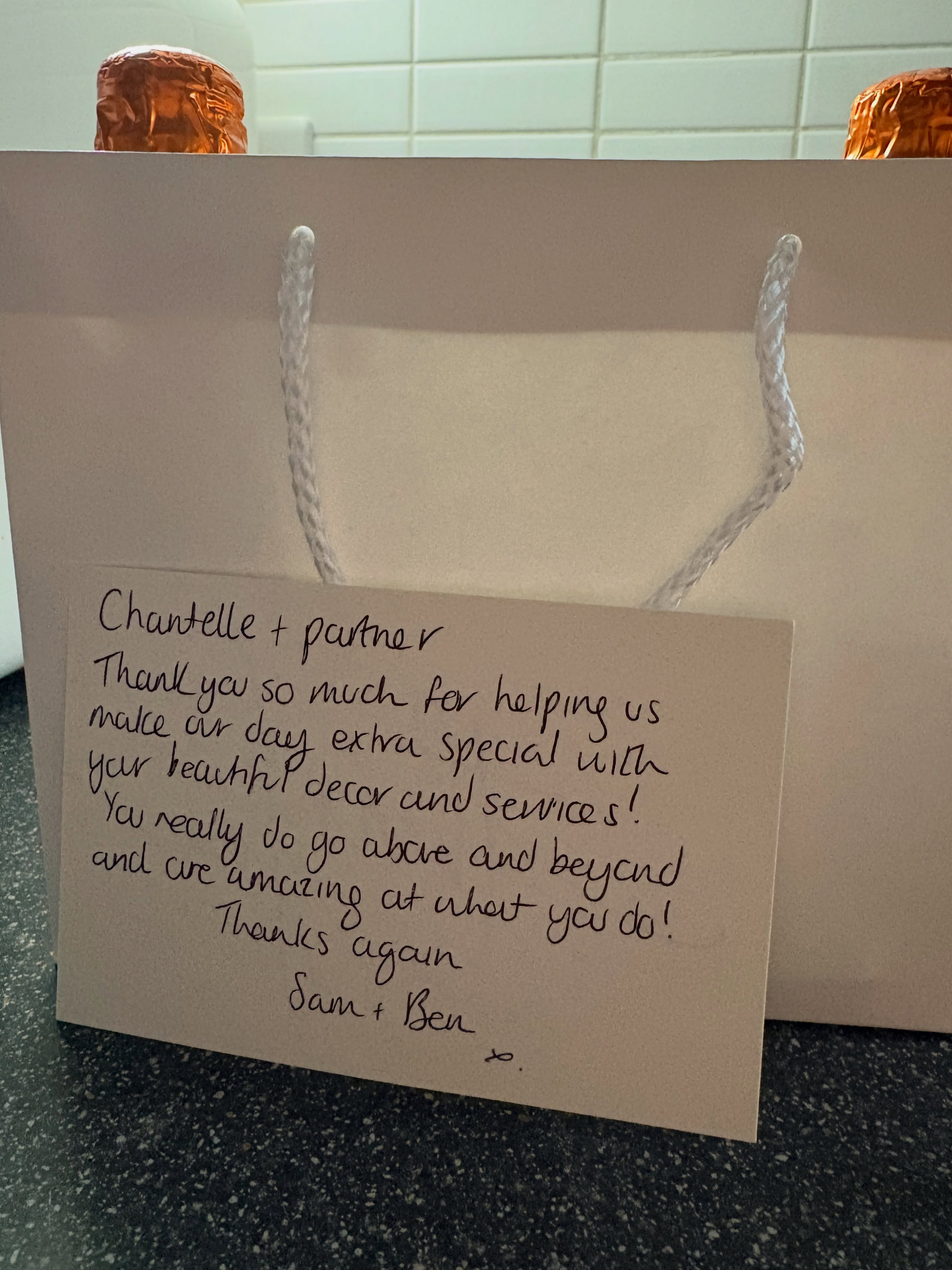 ✨ APPRECIATION POST ✨
A huge thank you to Sam & Ben who got married this weekend — and for being so thoughtful in giving not just me, but also my husband Jack, such a lovely gift 💛
Not many of you know my hubby, but for the past year+ he’s been right by my side, stepping into a role he never even applied for 😂 — and absolutely smashing every single wedding we’ve been part of. From getting involved with the selfie pod photobooths to serving at the chocolate fountain, he gives it his all every time.
Jack is my soulmate, my best friend, and someone I’m so lucky to work alongside. I really hope you’ll get to see more of him, because he deserves all the recognition in the world.
I’m so proud that Sam & Ben included him in their thoughts — he does so much behind the scenes, and this is a little shoutout to him 💫
Thank you from the bottom of my heart to Jack, and again to Sam & Ben 🤍