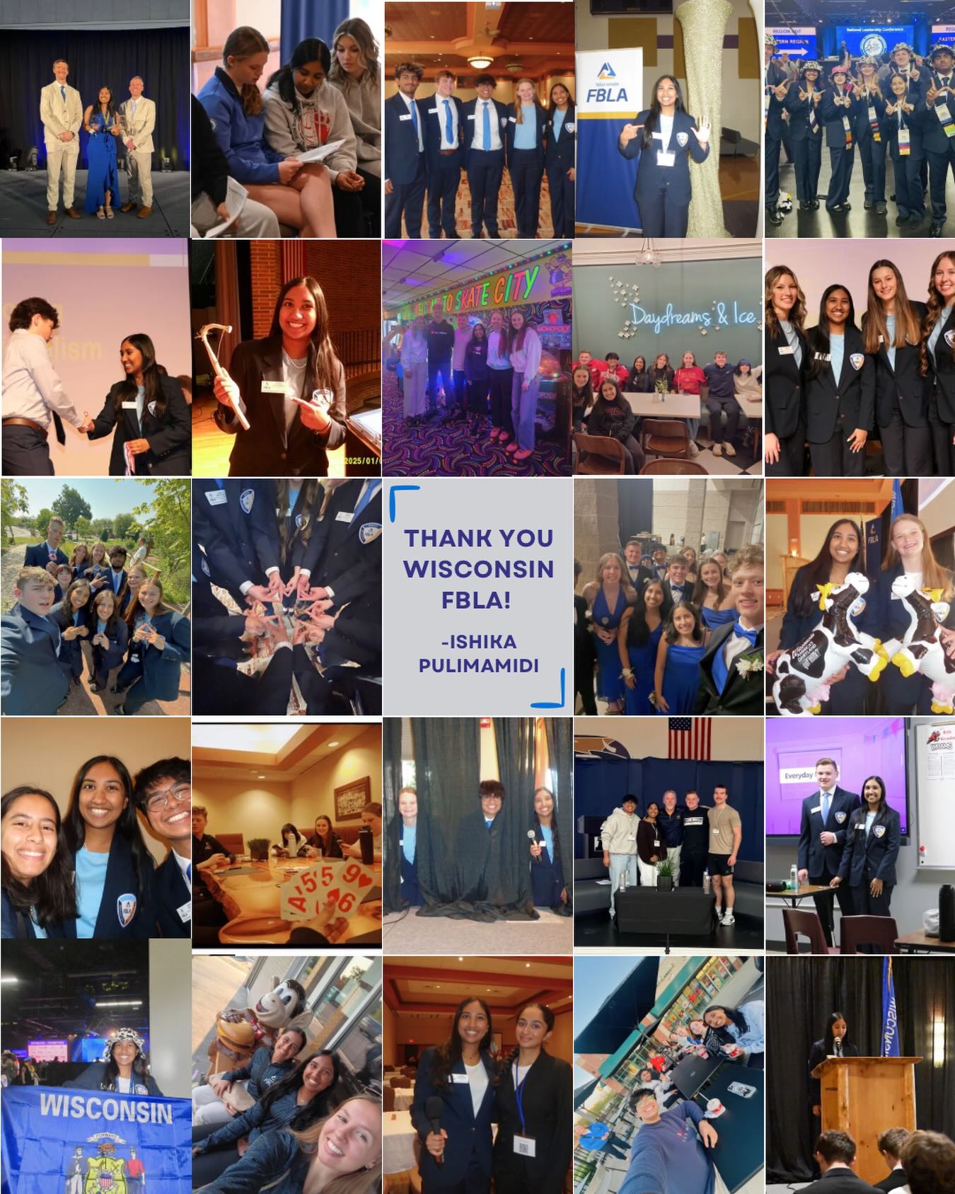 Wisconsin FBLA, thank you. Thank you to every member, adviser, and chapter: You are the heart of this organization. It has been a privilege to see your hard work, passion, and enthusiasm in action throughout this year.
To Team 72, thank you for all the moments, memories, and an unforgettable year.
But as one chapter closes, another one begins.
So, this is Ishika Pulimamidi, your 2025-2026 State Parliamentarian, signing off…
And your 2026-2027 State Vice President, signing on.