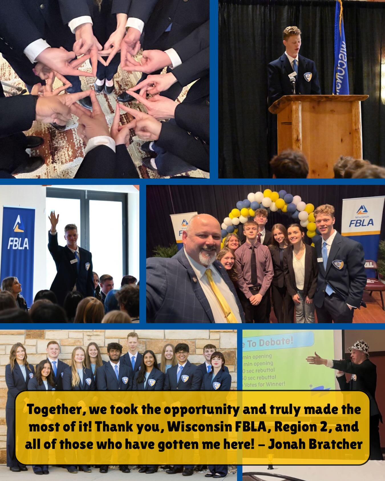 Wrapping up my term as Wisconsin FBLA Region 2 VP has been nothing short of incredible. From leading the Region 2 Leadership Conference, knocking out our entire Program of Work, to making unforgettable memories and building lifelong connections. I’m proud of the mark we’ve made. It’s been an honor to serve, and I know Region 2 is stronger because of what we accomplished together!
— Jonah Bratcher