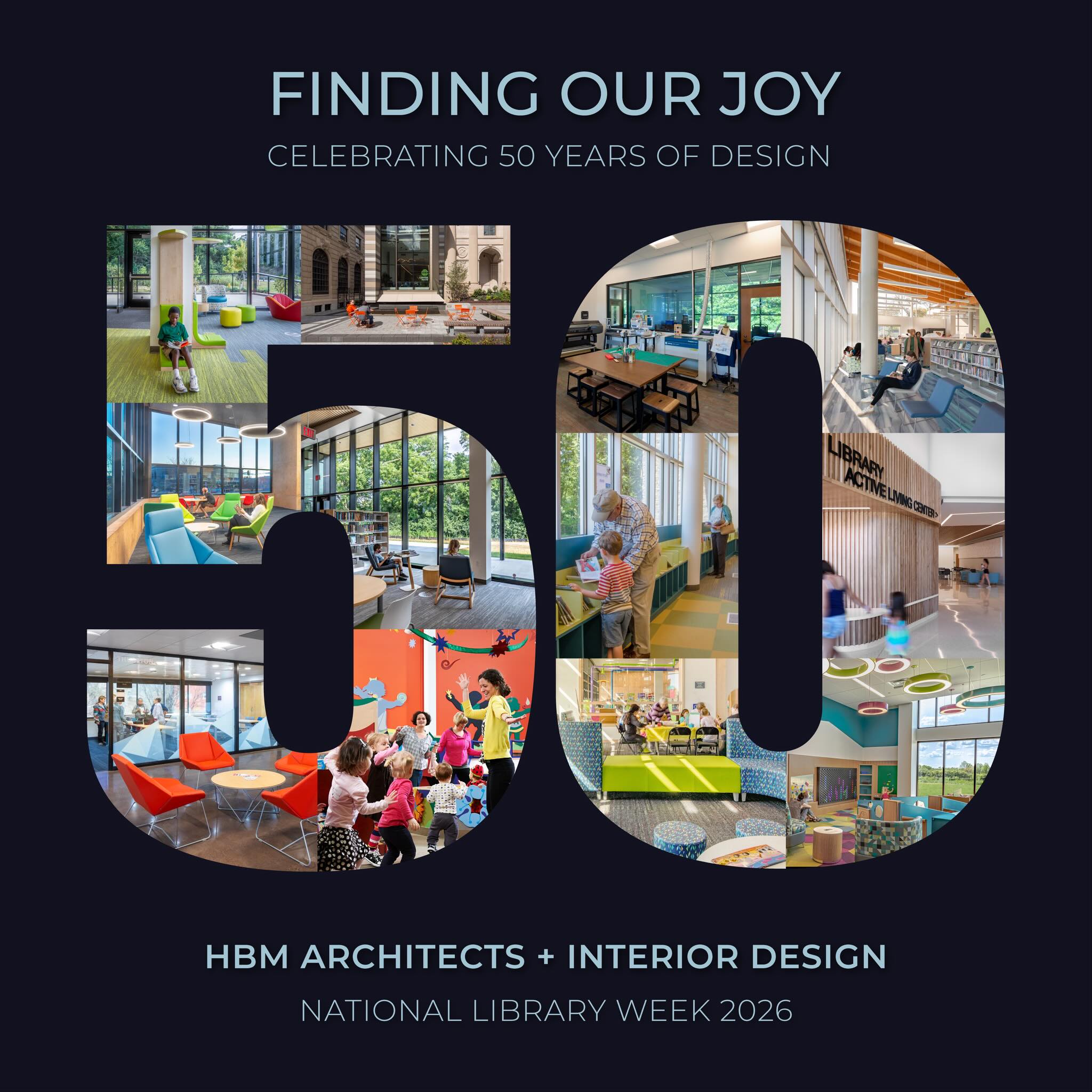 As National Library Week comes to a close, we’re reflecting on a journey that began 50 years ago.
Since 1976, HBM has had a front-row seat to the incredible transformation of the American library. We’ve moved from designing spaces primarily for quiet study to creating vibrant hubs for digital creation, community gatherings, and hands-on discovery. While the styles of libraries have changed, their role as a sanctuary for discovery has not. It’s been a privilege to witness the enduring impact these hubs have on the lives of those who visit them.
Thank you to the librarians, staff, and patrons who have allowed us to be part of your story since 1976. We are honored to continue our partnership with libraries as we look toward a future of even more innovation and community connection.
#HBM50 #NationalLibraryWeek #FindYourJoy #LibraryArchitecture #HBMArchitects @americanlibraryassociation