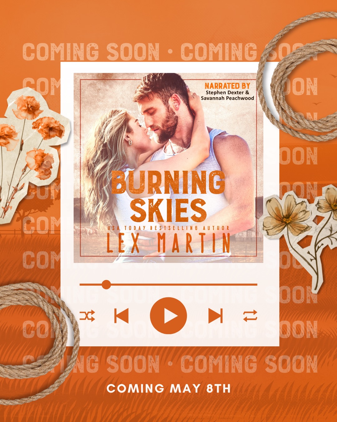 The preorder is live!!!
Burning Skies, narrated by @sayitstephendexter and @savannahpeachwood , is coming to your earbuds May 8th!
#Romanceaudiobook #smalltownromance #firefighterromance #romancereads #cowboyromance