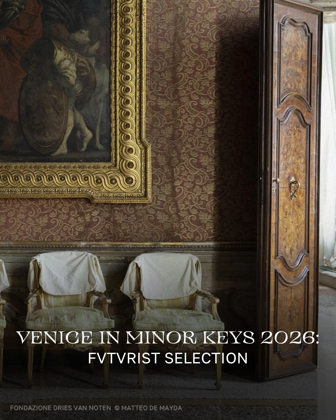 FVTVRIST GUIDE | Venice in minor keys 2026 🥀
On 9 May, Venice opens its 61st International Art Exhibition under the title In Minor Keys ~ the curatorial vision of Koyo Kouoh, completed posthumously by the team she assembled before her death in May 2025.
Around the central exhibition, the city stages its quiet counter-programme: institutional retrospectives, private foundations, and palazzo interventions that have come to define the Biennale season.
⛓️ Save for May & tag who you’re going with.
Our shortlist:
— La Biennale · In Minor Keys @labiennale
— AMA Venezia · AURA @amavenezia
— Marina Abramović · Transforming Energy @abramovicinstitute, Curated by Shai Baitel, Artistic Director of the Modern Art Museum (MAM) @modernartmuseum_sh Shanghai
— Peggy Guggenheim Collection · 18 Months in London @guggenheim_venice
— Dale Chihuly · Venice 2026 @chihulystudio
— Lorna Simpson · Third Person @palazzo_grassi (Curated by Emma Lavigne, general director and curator, Pinault Collection, with the exclusive support of Bottega Veneta.
— Kelterborn Collection · Who’s a Good Boy?? @contemporary_forces Curated by Dr. Anastasia Stravinsky (IKT Member) and Mario von Kelterborn.
— Michael Armitage · The Promise of Change @palazzo_grassi (Curated by Jean-Marie Gallais @jmg.jmg in collaboration with Hans-Ulrich Obrist @hansulrichobrist )
— Fondazione Dries Van Noten · The Only True Protest Is Beauty @fondazionedriesvannoten (Curated by Dries Van Noten with Geert Bruloot @geertbruloot )
HT #VeniceBiennale2026 #InMinorKeys #FVTVRIST #BiennaleArte2026 #Venezia2026