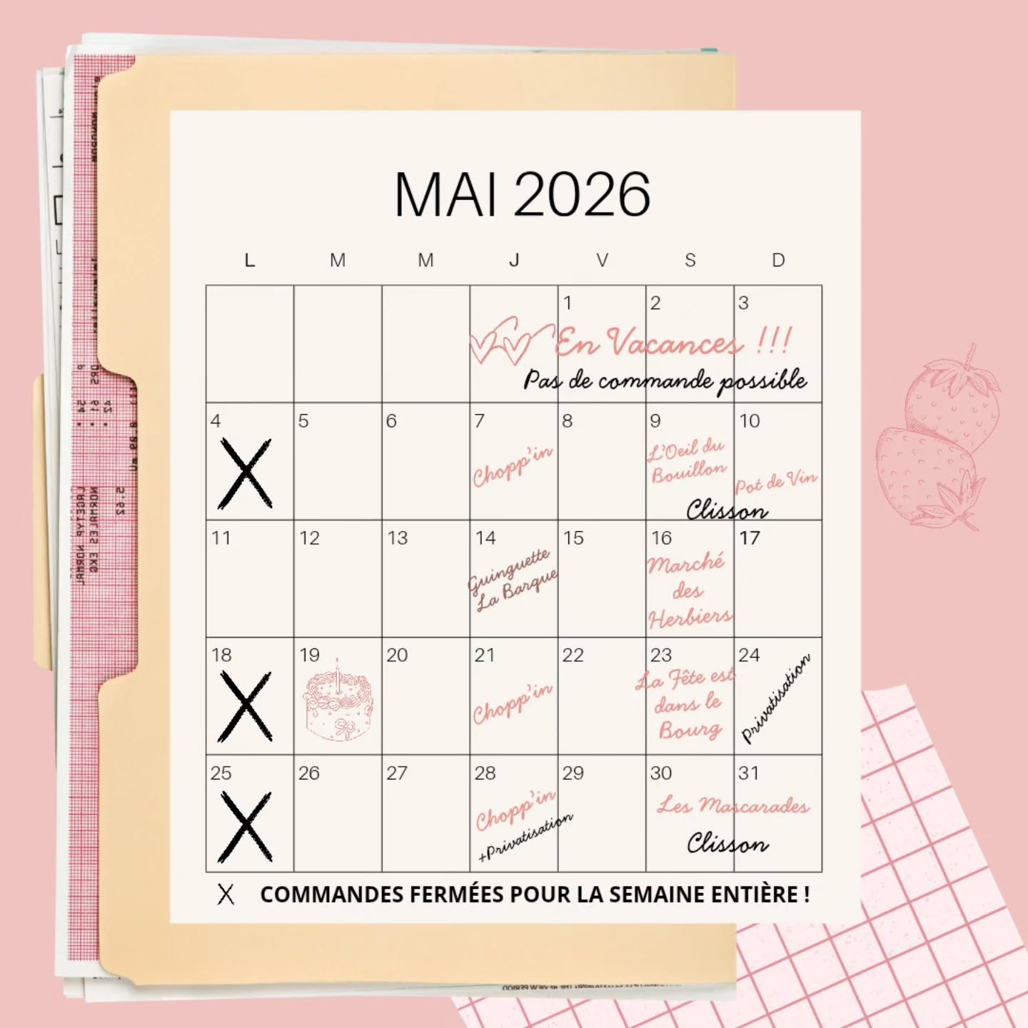 🔜 Le planning du mois de Mai (Emplacements & Commandes) ✨️
