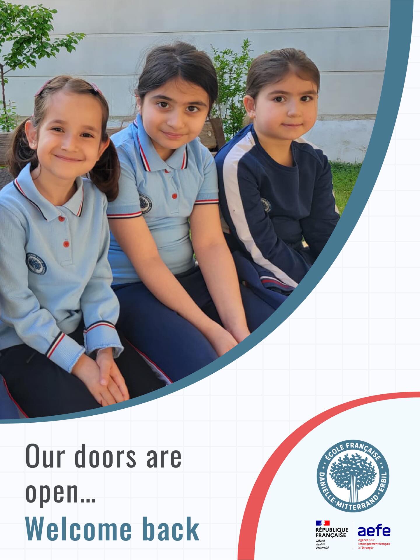 The wait is over—our doors are open, and our hearts are full. Welcome back, dear students.
-
L’attente est terminée ! Nos portes sont ouvertes et nos cœurs sont remplis de joie. Bienvenue à nouveau, chers étudiants.
-
انتهى الانتظار، أبوابنا فُتحت من جديد، وقلو