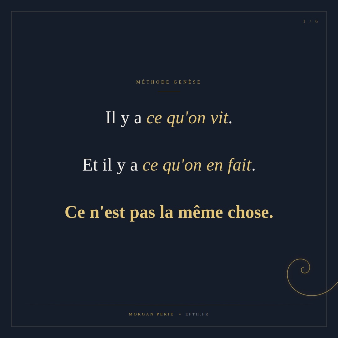 Il y a ce qu’on vit.
Et il y a ce qu’on en fait.
Ce n’est pas la même chose.
—
On croit souvent que ce sont les expériences qui nous forment. Qu’une enfance difficile explique les blocages d’aujourd’hui. Que le passé détermine le présent.
Et c’est vrai — en partie.
Mais cette vision-là laisse peu de place au changement. Comme si on était condamné à subir ce qu’on a vécu.
—
Le constructivisme propose autre chose.
Les expériences existent. Elles sont réelles. Mais ce qui structure notre vie intérieure, ce n’est pas l’expérience elle-même — c’est le sens qu’on lui a donné. La conclusion qu’on en a tirée sur soi, sur les autres, sur le monde.
Et ces conclusions-là, elles ne sont pas gravées dans le marbre.
—
En accompagnement, ça change tout.
On ne cherche pas à effacer ce qui s’est passé. On cherche à transformer ce que la personne en a conclu. Ce qu’elle a décidé — souvent sans le savoir — que ça voulait dire.
C’est là que le changement devient possible. Profond. Durable.
—
L’hypnose permet d’aller là où ces conclusions se sont formées. Dans ces moments fondateurs où une partie de soi a décidé comment survivre. Pour lui proposer, enfin, une autre lecture.
Pas en effaçant. En reconnectant à l’origine.
—
Et vous, quelle conclusion avez-vous tirée d’un événement passé qui mériterait peut-être d’être révisée ?
📖 Méthode Genèse — L’hypnose qui reconnecte à l’origine
Disponible sur Amazon · 🔗 lien en bio
Morgan Perie · Hypnothérapeute · Fondateur de l’EFTH
#hypnose #formationhypnose #hypnotherapie #constructivisme #watzlawick