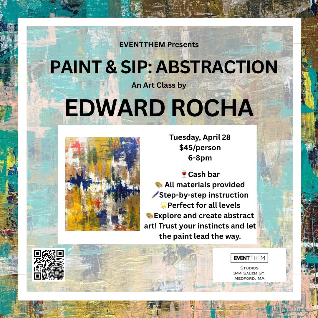 Join me on Tuesday, April 28 from 6-8pm for a fun paint and sip! The theme is “Abstraction”. Over the course of two hours, I will guide you through different techniques to create a fun piece that you will take home! $45 per person and all material is provided! Visit EventTHEM.com and sign up under the events section!
Let’s art!!
.
.
.
.
#paintandsipparty #boston #massachusetts #paintclass #paintandsip