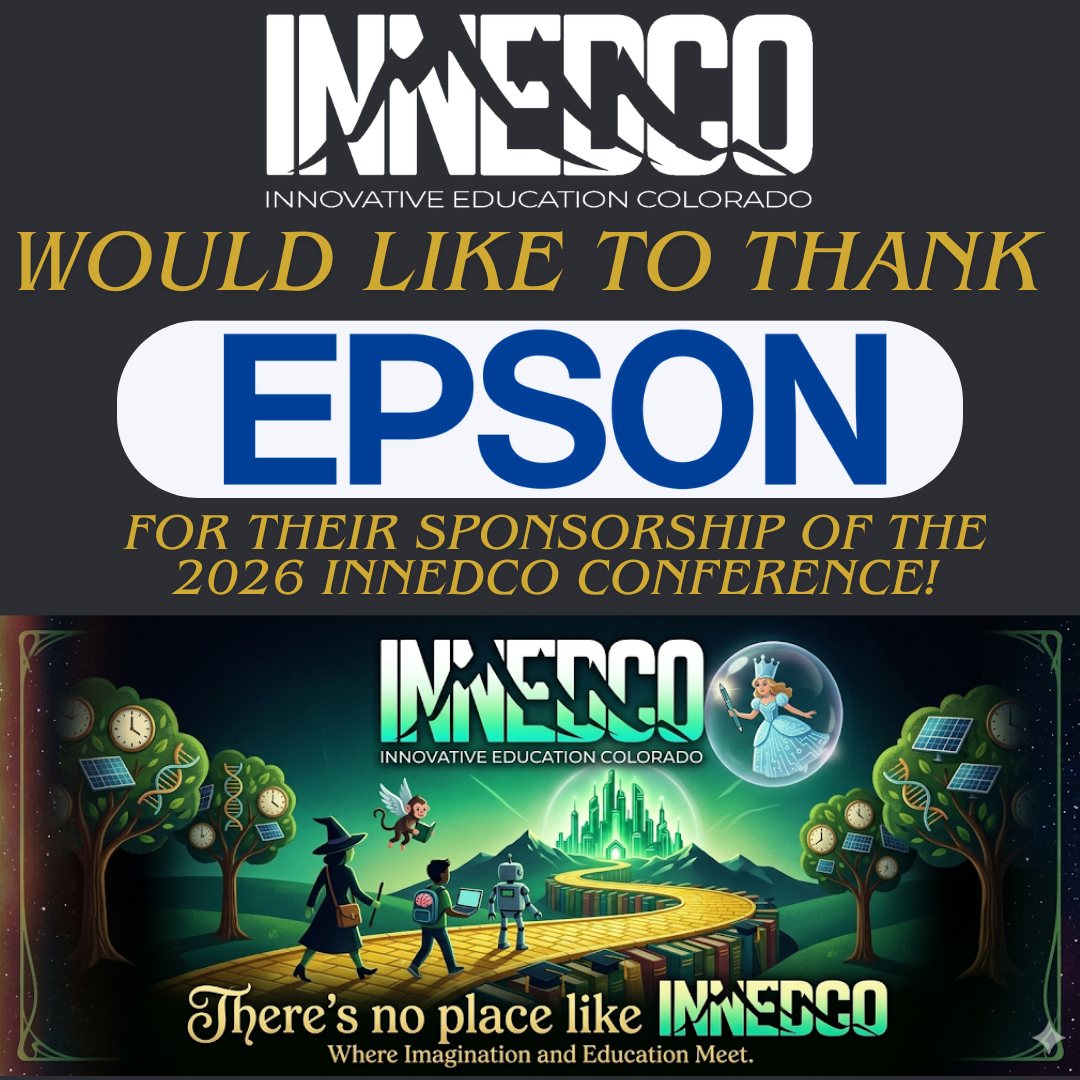 Sponsor Saturday spotlight! Thank you to @Epson for sponsoring InnEdCO and supporting Colorado educators, innovation, and the learning community that makes our conference so special. We are grateful for partners who help make meaningful professional learning possible.
Join us at InnEdCO 2026 in Breckenridge, June 14–17! https://bit.ly/InnEdCO26
#SponsorSaturday #InnEdCO #InnEdCO2026 #EdTech #ColoradoEducators #Epson
