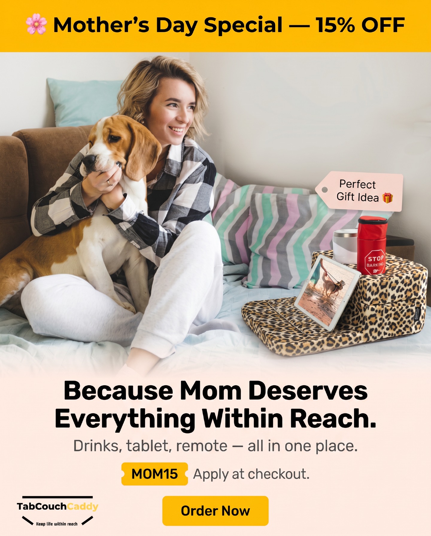 Give Mom a Break — No More Reaching or Spilling! 🥤🌸
TabCouchCaddy Couch Cup Holder keeps her drink secure, tablet steady, and remote always in reach. Perfect for her favorite shows and cozy moments.
🌸 Mom deserves clutter-free comfort.
🎁 15% OFF with code MOM15
👉 Shop now: www.tabcouchcaddy.com
#TabCouchCaddy #MothersDay #CouchCupHolder #MOM15 #GiftForMom