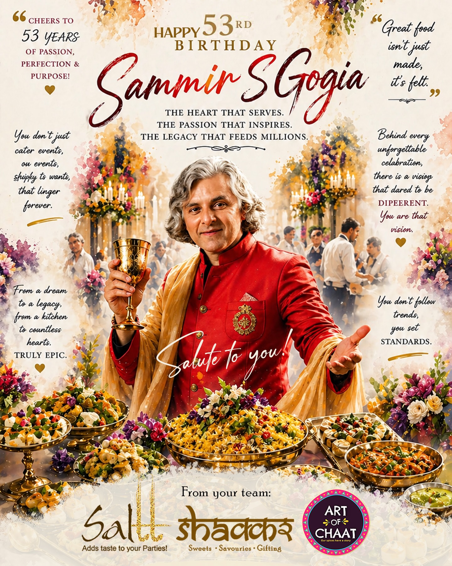 Not getting older. Just getting more iconic.
Happy Birthday to the man behind the magic, @gogia_sammir.
#HappyBirthday #BirthdayBoy #TheMaster #SalttCatering #SammirSGogia