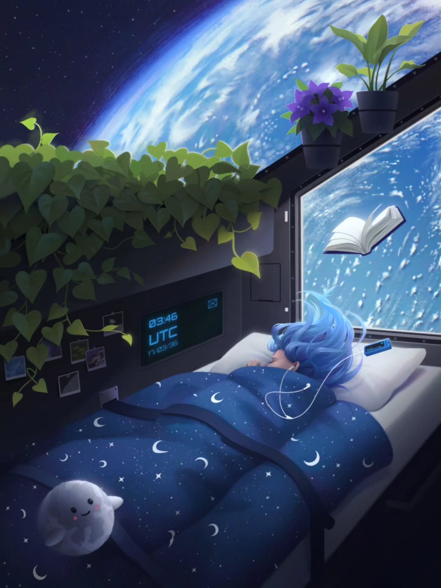 I.S.S (International Sleep Station) 🌍
Phew, this one took 53 hours to complete! I was really in the mood to make another space exploration themed illustration after the last one, and had the idea to make my dream bedroom in space 💤
Swipe to the end for a process video!