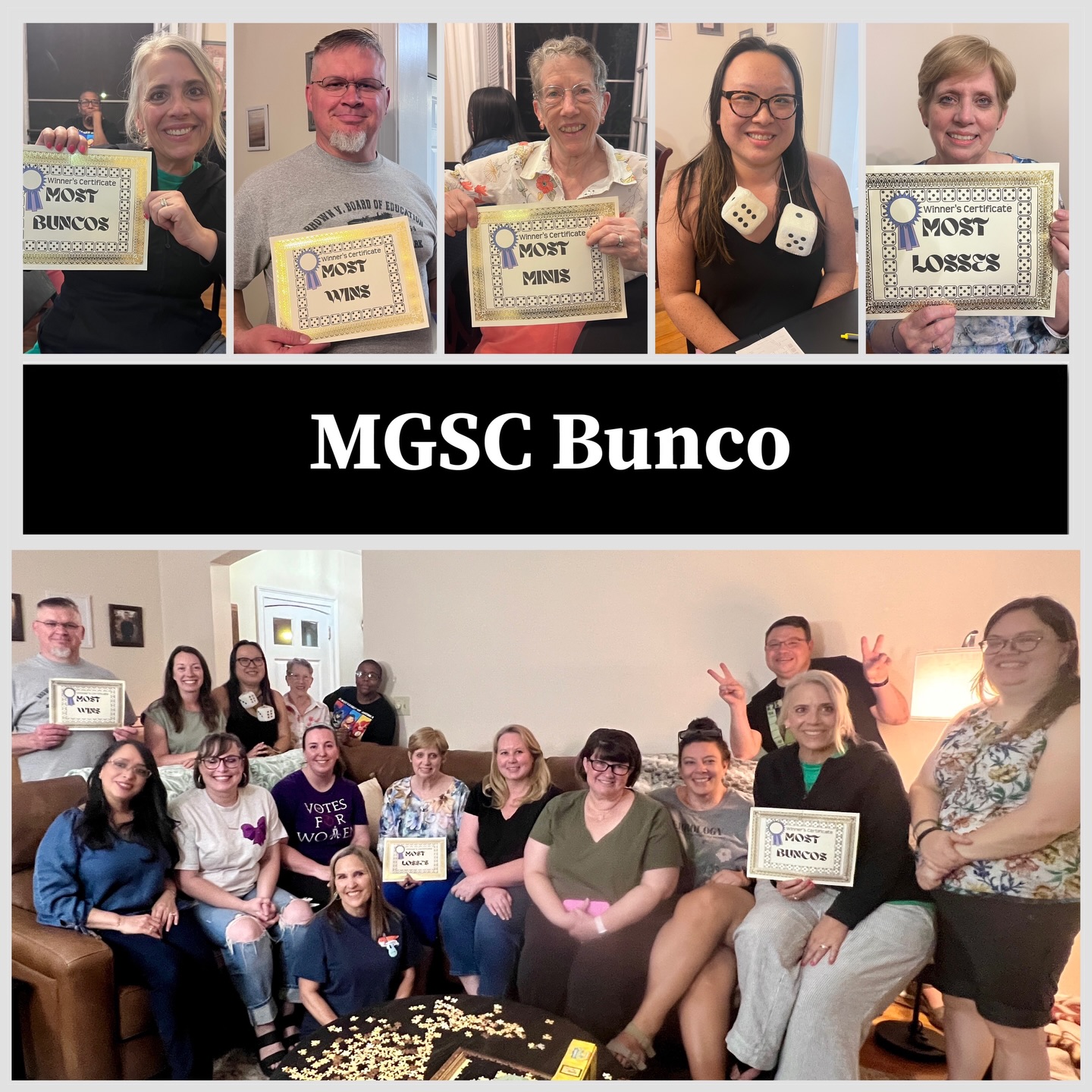 The Maxwell-Gunter Spousesโ Club (MGSC) Bunco Special Activities Groupโs April game night was packed with fun, tasty food, and lots of laughter! ๐ฒ๐ฒ๐ฒ