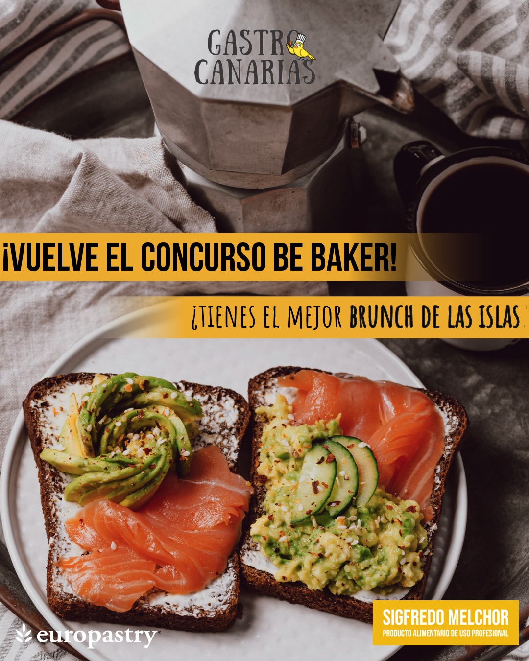 *LUNES 4 DE MAYO ÚLTIMO DÍA* PARA PARTICIPAR EN EL *1º CAMPEONATO DE TOSTAS DE DESAYUNO DE CANARIAS* 🔥 @europastry1987 @gastrocanarias
¡Vuelve el *CONCURSO BE BAKER* en GastroCanarias 2026!
👩🍳 ¿Quién puede participar? Si representas un negocio y tu creatividad no cabe en un plato… este es tu escenario.
Gran final: 21/05/2026 en el escenario principal de GastroCanarias.
En la primera fase, envíanos un video mostrando tu propuesta. Los 5 finalistas se batirán en directo en la gran final. Solo uno se coronará como el *rey o reina del desayuno de las islas. 🏆*
👉 ¿Te atreves? Haz clic en el link de inscripción y únete a la revolución.
📌https://salongastronomicodecanarias.com/campeonatos/BASES-1o-CAMPEONATO-DE-CANARIAS-DE-TOSTAS-DE-DESAYUNO-CC-2026.pdf