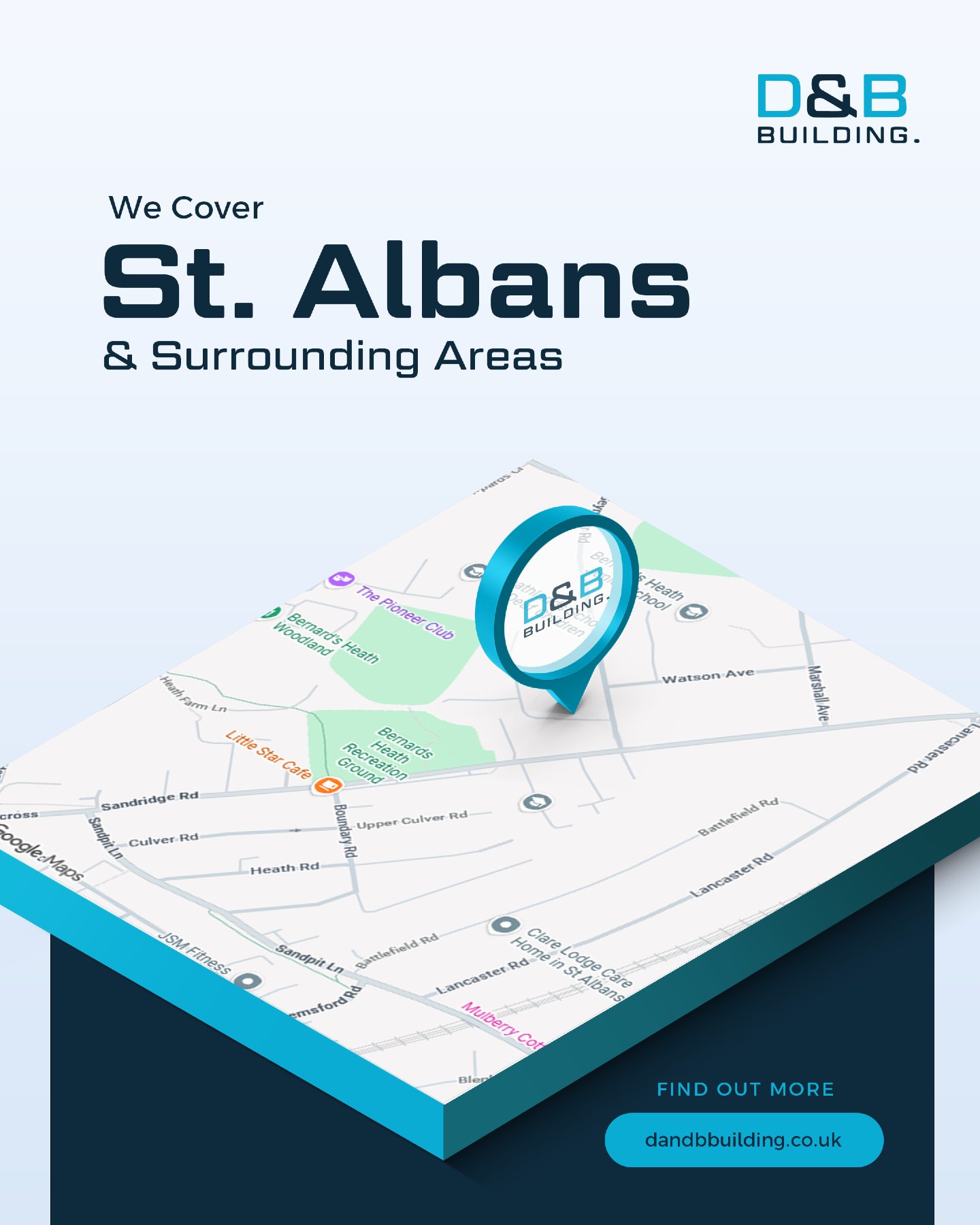 Based in St Albans, we work across the surrounding areas to deliver high‑quality refurbishments and reliable craftsmanship 📍
Wherever you are locally, we’re here to help bring your project to life.
Get in touch with our team today for a free visit and quote 🙌
🌐 dandbbuilding.co.uk
📲 01727 514020 | 07764745711
📧 ben@dandbbuilding.co.uk
📍 St Albans, Hertfordshire
We work primarily in Hertfordshire, with recent projects in Redbourn, Harpenden and St Albans.
#HertfordshireBuilders #StAlbansConstruction #HertfordshireConstruction #StAlbansBuilders #HomeRefurbishment