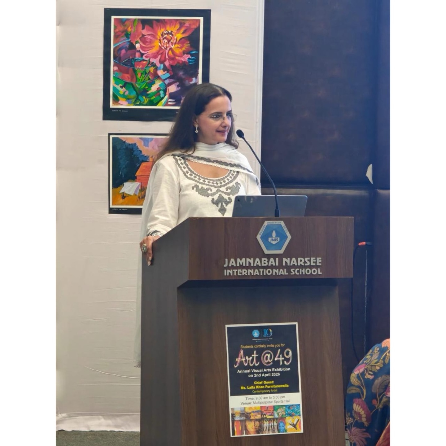 I was honoured to be invited as the Chief Guest for the Opening Ceremony of the Visual Arts Exhibition – ART@49 at Jamnabai Narsee International School.
As an alumna of the school, this invitation felt especially meaningful, and it was a privilege to return in this capacity. I was truly amazed to see the creativity of the children of Jamnabai Narsee International School @jnis.mumbai .
It was a pleasure to be part of an occasion that celebrated the creativity, imagination, and artistic journey of young minds, and to witness the wonderful work of the students.
#theartandworldoflaila #lailakhanfurniturewalla #visualart #exhibition #jamnabaiinternationalschool