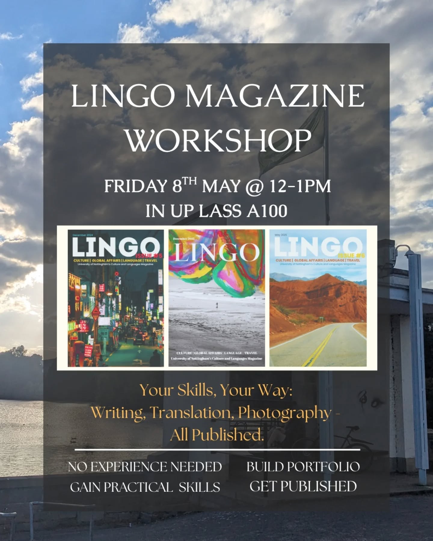Introducing another Lingo Workshop! 💛
Join us on Friday 8th of May @12-1pm in the Law And Social Science room A100 to learn more about the benefits of joining Lingo.
If you cannot make it, please DM and we'll send over the info! 💛