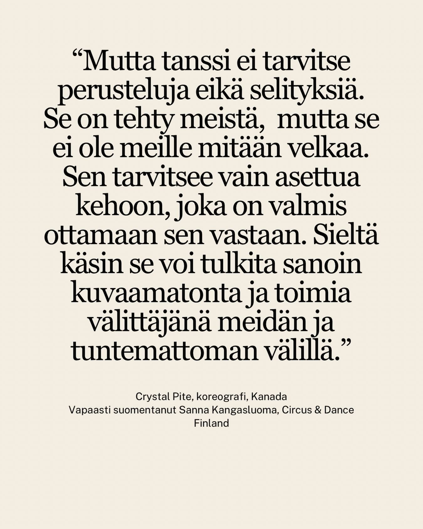 Iloista kansainvälistä tanssin päivää! ✨
Happy International Dance Day! ✨
Kuvan teksti on ote tämän vuoden julistuksesta.
Tanssikaamme läpi elämän, hip hip hurraa! 💛
#tanssinpäivä #internationaldanceday