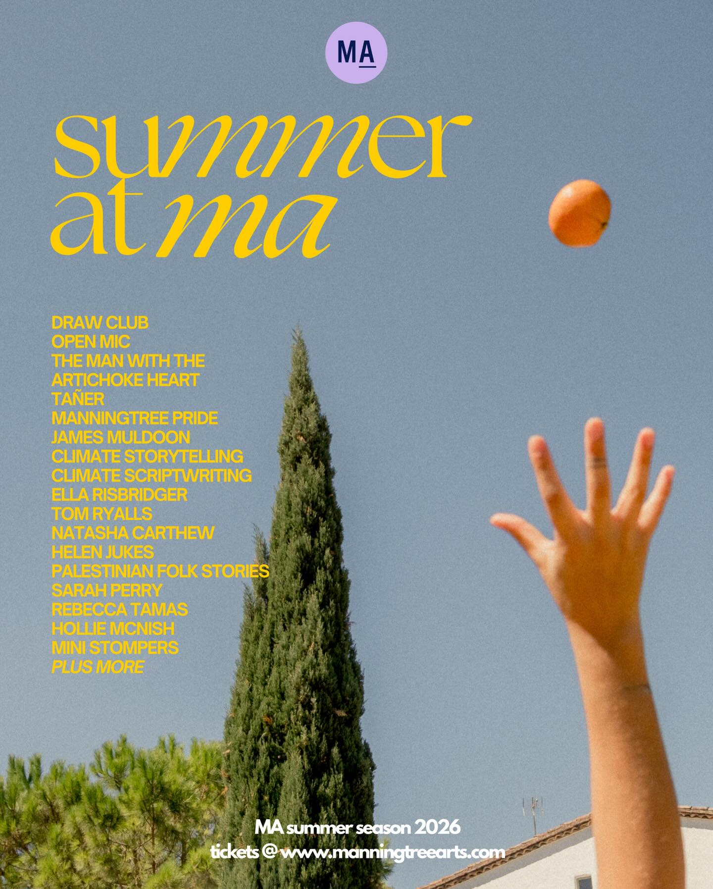 🌼🌼🌼 Summer 2026 🌼🌼🌼
Tickets available now at manningtreearts.com
