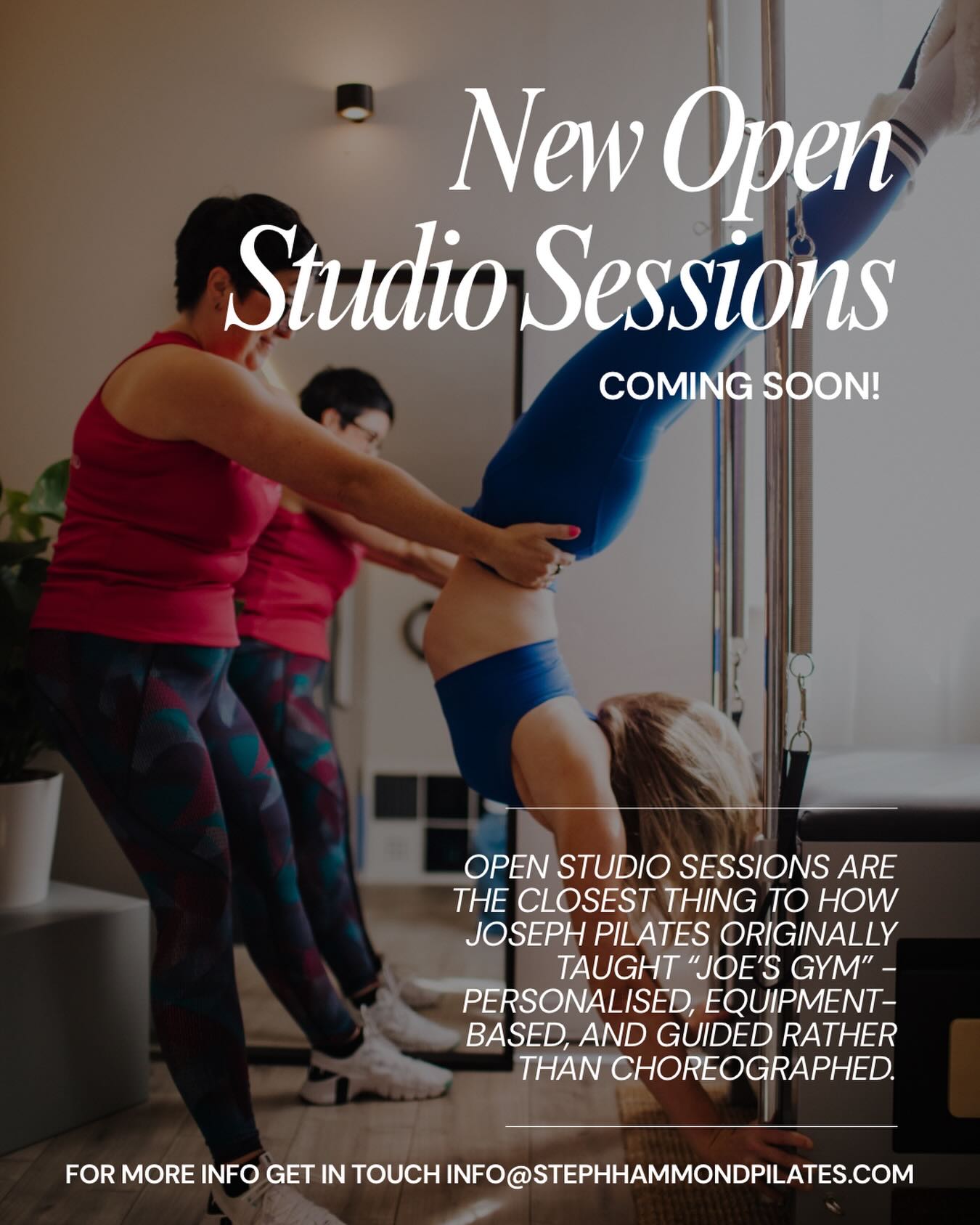 Open Studio sessions are the closest thing to how Joe Pilates originally taught “Joe’s Gym” - personalised, apparatus based and personally guided rather than choreographed.
You’ll move through the classical Pilates apparatus with the support of an experienced teacher (me!) and rather than everyone doing the same exercises at the same time, you’ll develop your own practice - building strength, control and confidence through the full system.
These sessions are ideal if you want a more individual, studio-style experience, with expert guidance and access to the full suite of Pilates apparatus as it was intended.
More info coming very soon. Register your interest now at info@stephhammondpilates.com
