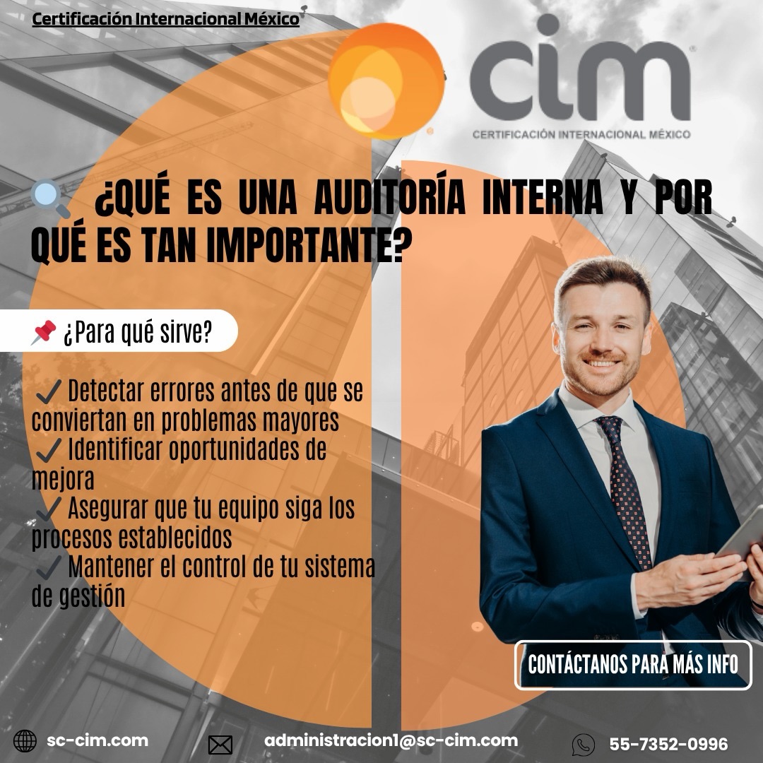 🔍 ¿Qué es una auditoría interna y por qué es tan importante?
La auditoría interna es una evaluación que se realiza dentro de tu empresa para revisar si tus procesos están funcionando correctamente y cumplen con los requisitos de calidad.
📈 ¿Por qué es clave antes de certificarse?
Porque te permite conocer el estado real de tu empresa antes de enfrentar una auditoría externa.
Así puedes corregir a tiempo y aumentar tus probabilidades de obtener la certificación.
🤝 Nosotros te apoyamos
Realizamos auditorías internas y te preparamos paso a paso para que tu empresa cumpla con todos los requisitos.
📩 Contáctanos y asegura el éxito de tu certificación #certificacion #ISO9001 #auditoriainterna #MejoraContinua #CalidadEmpresarial