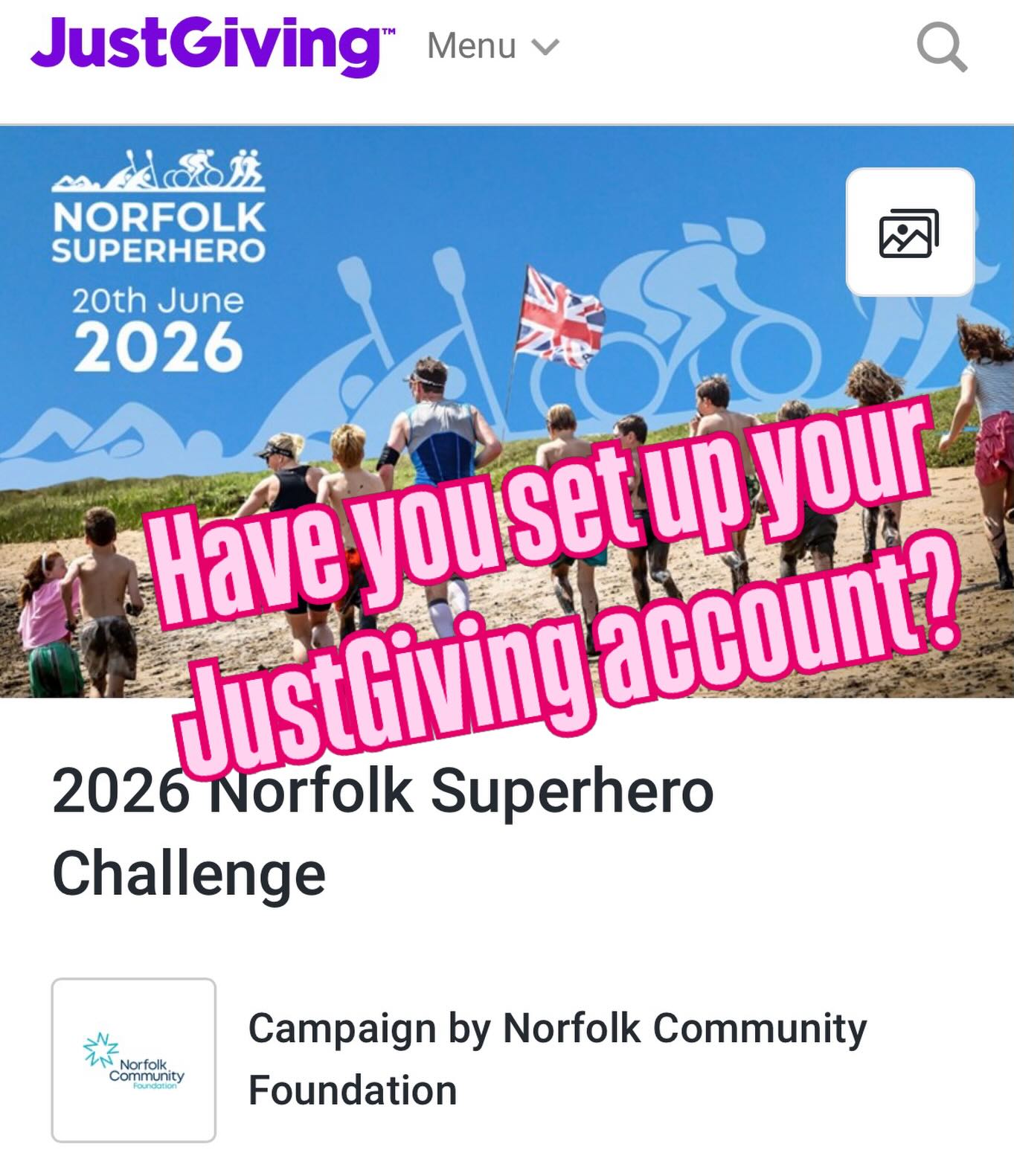 Countdown to Just Giving account set up deadline for all you Superheroes! Remember to personalise your page with photos and chat and then share it far and wide - all for a brilliant cause, helping children get active in Norfolk
#justgiving
#norfolkcommunityfoundation
#charity
#deadline
#countdown
