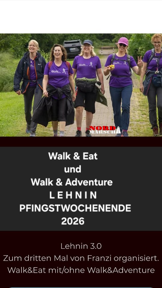 STRECKENCHECK mit Franzi...
...für Ihre mittlerweile fast schon traditionelle Auszeit mit Euch im wunderschönen Brandenburg, in Ihrem persönlichen Freizeitrevier, der idyllischen Natur mit Wald & Seen in der Umgebung rund um Kloster Lehnin.
Du hast die Wahl:
➡️WALK&EAT am 23.Mai 2026
oder
➡️WALK&ADVENTURE vom 22. - 25.Mai 2026
(auch zeitlich flexibel nach Rücksprache)
Beim WALK&EAT erwartet Dich eine um die 20km lange Wanderung mit anschließenden Spargelessen.
Beim WALK&ADVENTURE ein schönes verlängertes Wochenende rund um das WALK&EAT-EVENT mit kleinem Programm & gemeinsamer Zeit mit den anderen Teilnehmern.
Alles mit ganz viel ❤️ ausgearbeitet & organisiert von unserer Franzi!
Informationen & Anmeldung unter:
www.nord-marsch.de
WIR FREUEN UNS AUF DIESE TOLLE VERANSTALTUNG AM PFINGSTWOCHENENDE!
Bis dann...Eure Nord-Marscher mit Franzi 🙂
#auszeitamsee #pfingsten #spargelzeit #wanderlust