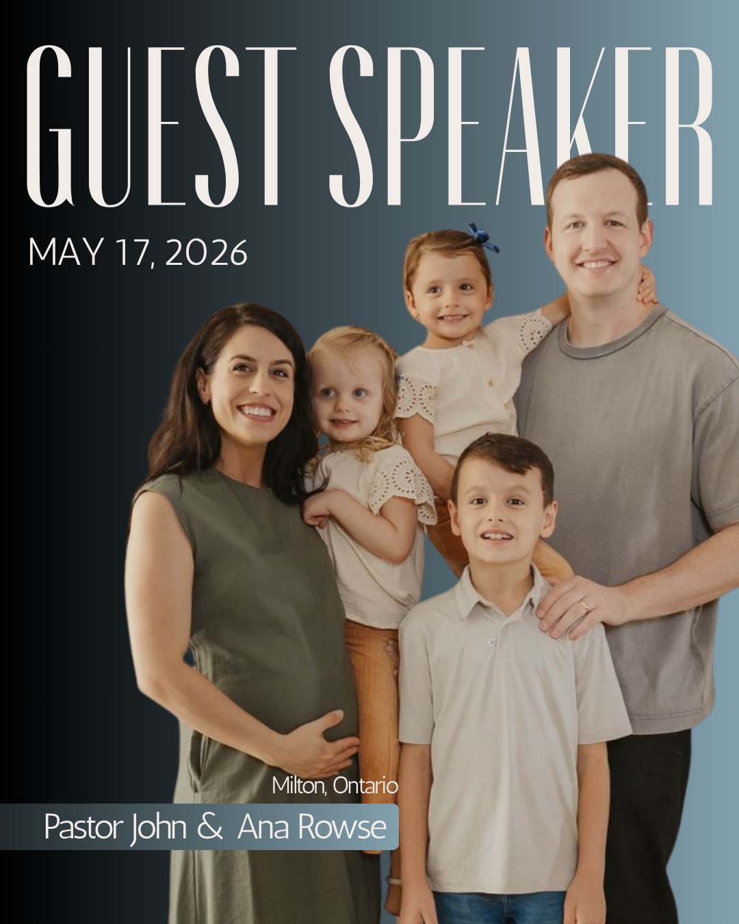 This Sunday, come ready to hear from John Rowse and his family.
They have recently moved to Canada as missionaries from Brazil, and they’ll be sharing a powerful testimony of how God placed Canada on their hearts.
It’s a message that will encourage you to live by faith and walk in obedience to God. We can’t wait to see you there.