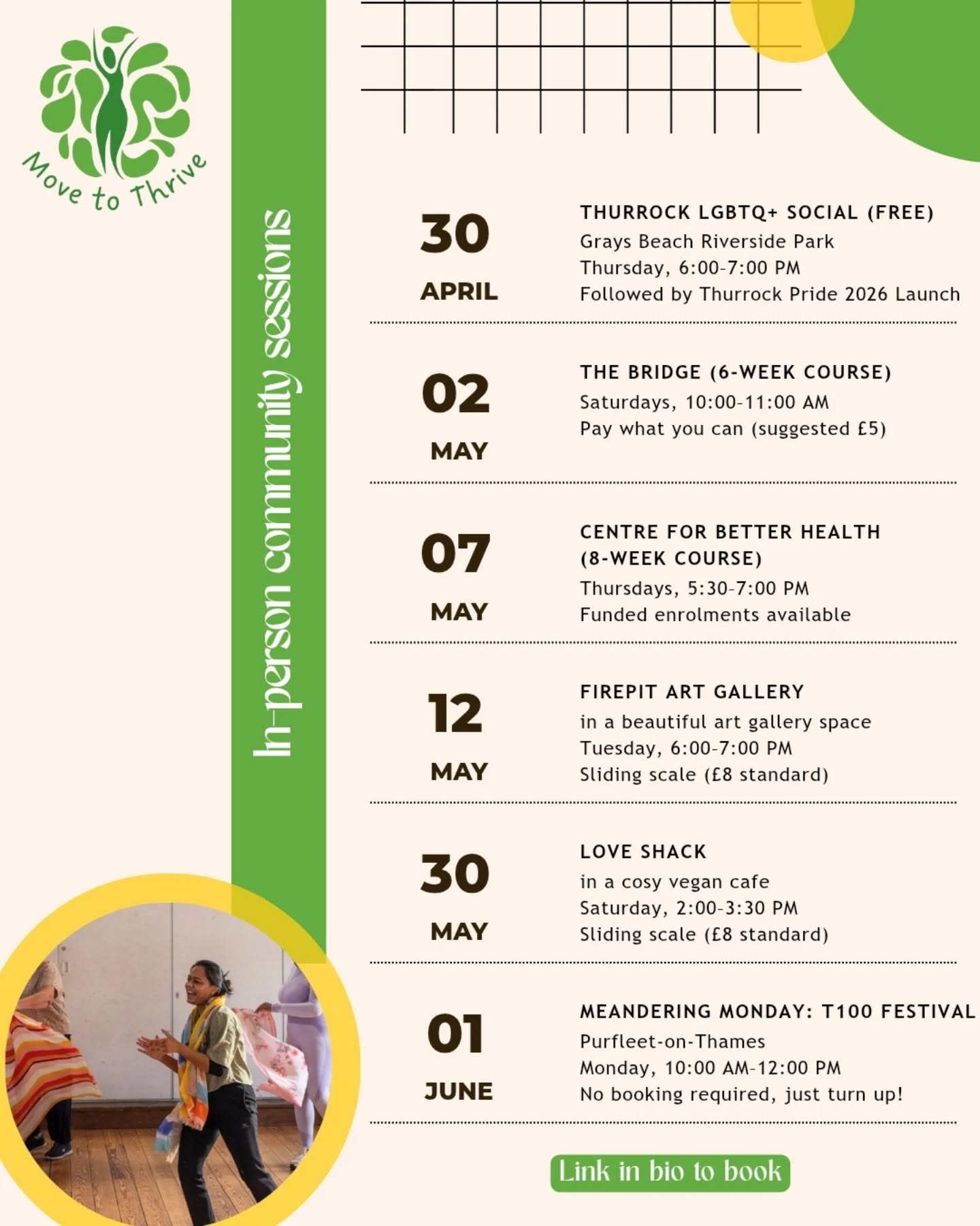 Mindful movement spaces for stress release, burnout recovery, and reconnection đż
Less overthinking.
More movement.
More breathing room.
Join Move to Thrive in-person across London or online from anywhere
DM me for details
or use the link in bio to book
â¨ď¸
#mindfulmovement #burnoutrecovery #somaticmovement #embodiment #creativehealth