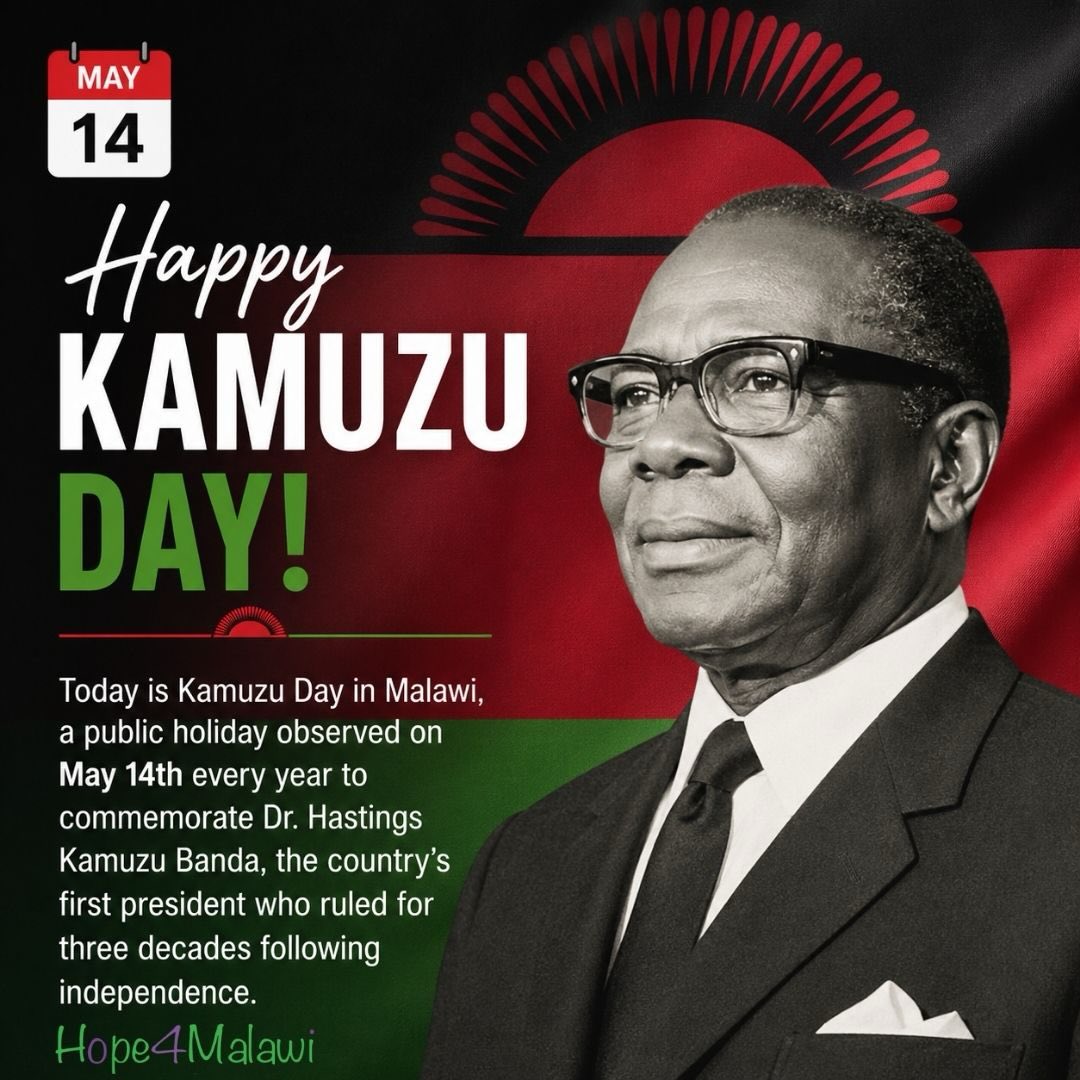 Happy Kamuzu Day! 🇲🇼
Today we mark Kamuzu Day in Malawi, a national public holiday observed each year on May 14th. This day commemorates Hastings Kamuzu Banda, the country’s first president, who led Malawi for three decades following independence.
Kamuzu Day is a moment to reflect on Malawi’s history, its journey as a nation, and the people who have shaped its path. It is also an opportunity to celebrate the culture, resilience, and spirit of the Malawian people.
#KamuzuDay #Hope4Malawi #Celebration #May14th #Malawi