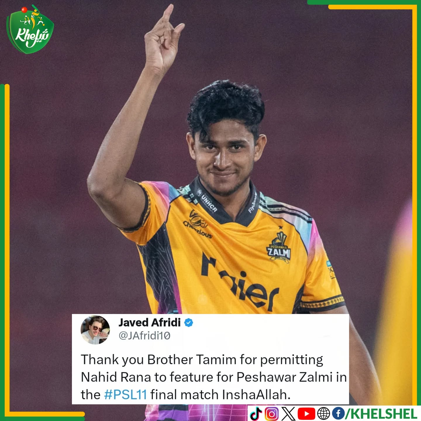 GOOD NEWS FOR ZAMI FANS: NAHID RANA IS COMING BACK TO PLAY THE FINAL OF #PSL11
#Cricket | #Pakistan | #NahidRana | #PeshawarZalmi