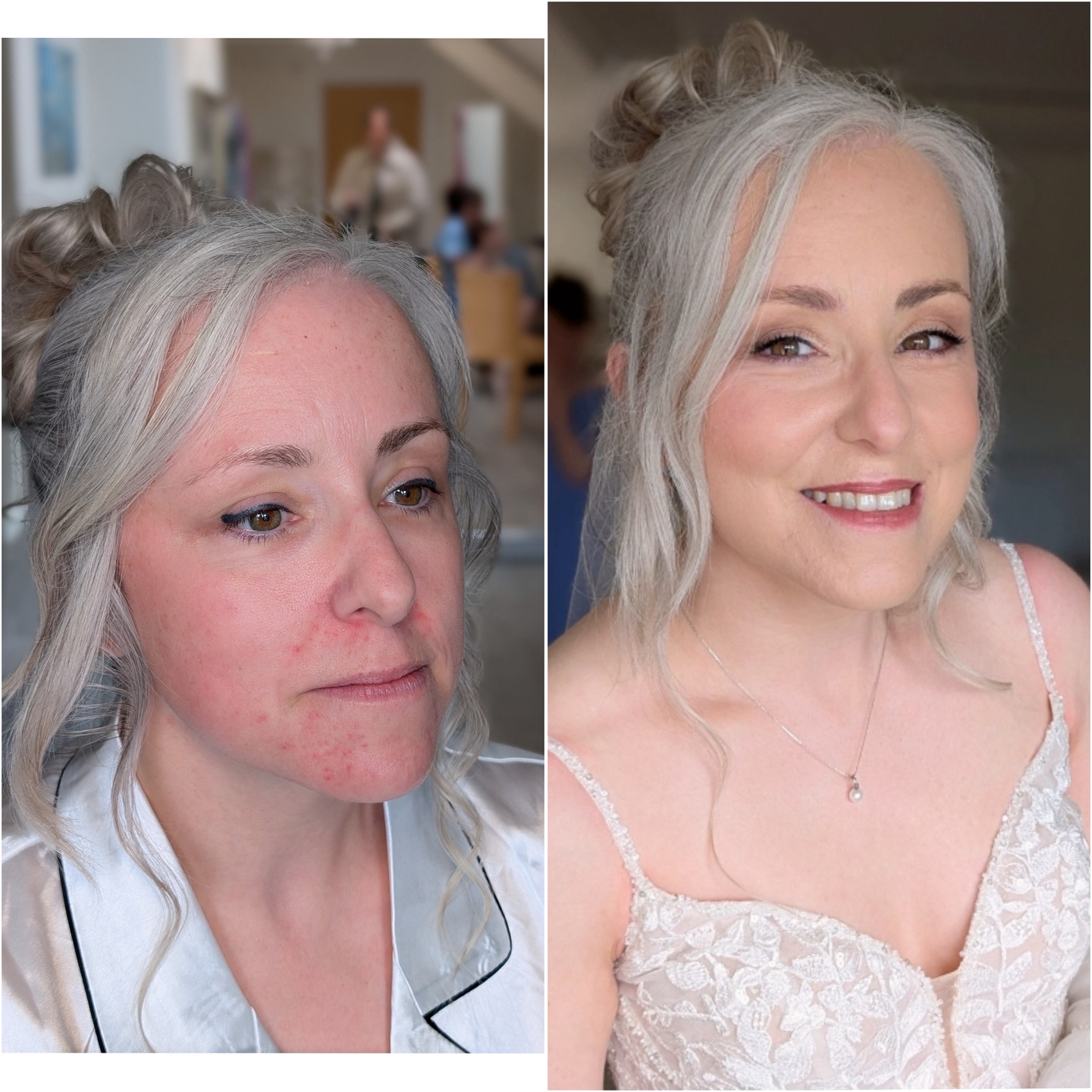 So I am a few days early but I have never got round to posting my pics of the lovely Rachel and her bridal makeup look, I actually have so many pics and videos to post...one day....so an early happy anniversary!!
There are some beaut of pics on the grid of pro photos so go and find them below from Laura @freeformimages.co.uk listing all the team and suppliers that worked on this wedding
What a sweetheart Rachel is. She wanted to feel like herself just elevated and confident. We shared some very special and emotional conversations together and I was so glad I could help her get ready, even lugging my kit and crutches about with my bad knee!
As you can see she still looks like herself and that is always my goal. Sparkly eyes, some individual lashes and more definition on her tattoo liner, fluffy brows, a pink lip and I spent the most time on the skin, perfecting the base, light layers of prep and corrector and concealers and a medium to fuller coverage where needed, a subtle glow with a lit from within bridal look.
Look at Rachel's dress she looked incredible, wonderful human inside and out!
Thanks Rachel for having me create your bridal makeup and for your bridal party and have a great anniversary.