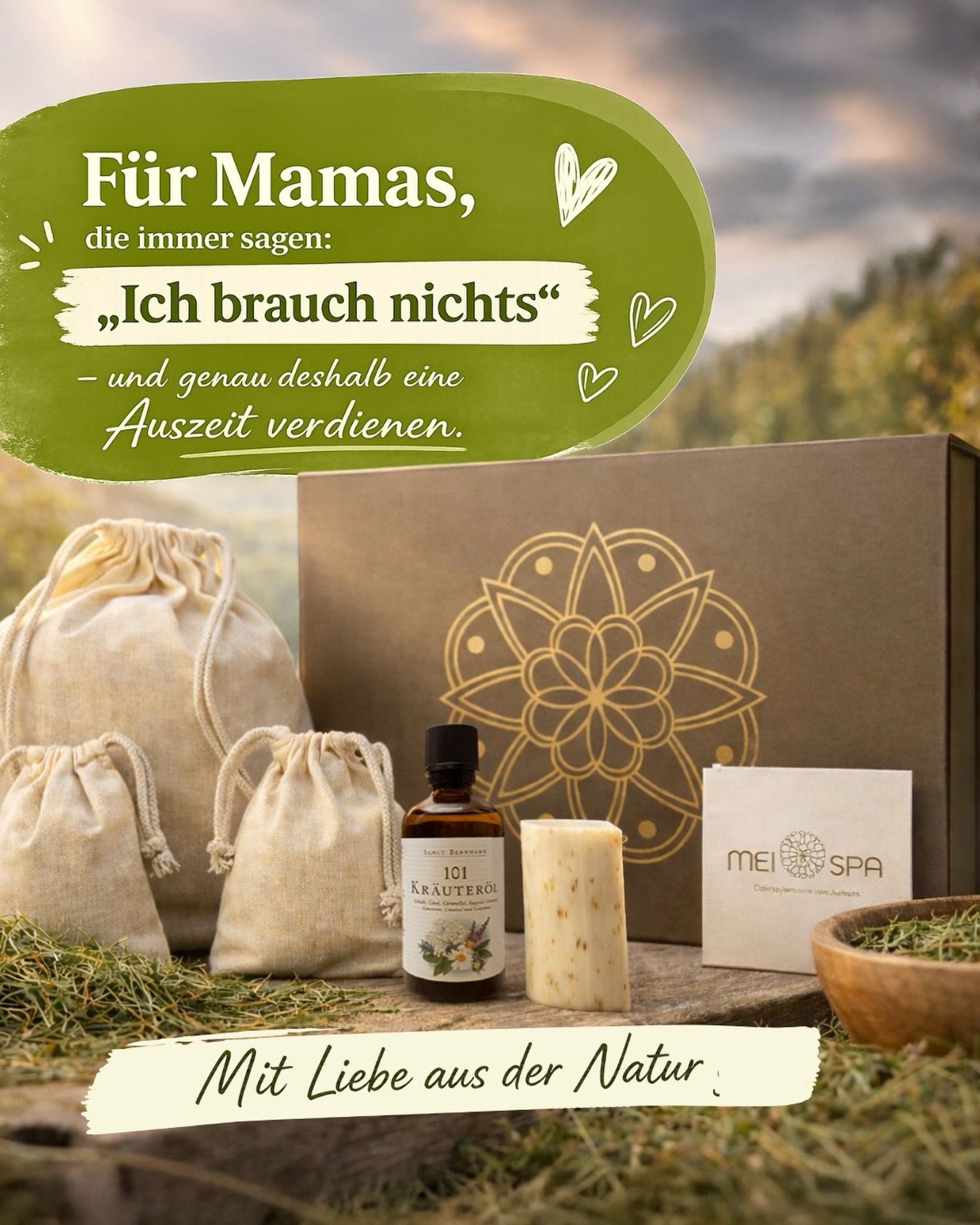 🌸 Wann hat sich deine Mama das letzte Mal wirklich Zeit für sich genommen?
Zwischen Alltag, Familie und allem, was sie jeden Tag für andere tut… bleibt sie selbst oft auf der Strecke.
Stell dir vor:
🌿 der Duft von frisch gemähten Bergwiesen liegt in der Luft
🛁 warmes Wasser, das sich anfühlt wie eine wärmende Umarmung
🍃 ein Moment, in dem einfach mal nichts muss
Genau dieses Gefühl schenkst du ihr mit der MEI SPA Wellness Box.
Nicht irgendein Geschenk. Sondern eine Pause vom Alltag. 💚
✨ Und gerade perfekt zum Muttertag: Die MEI SPA Box ist noch bis zum 5. Mai reduziert – genauso wie alle anderen Wellnessprodukte.
👉 Schenk ihr nicht „irgendwas“… sondern einen Moment voller Ruhe, der nur ihr gehört. 💕