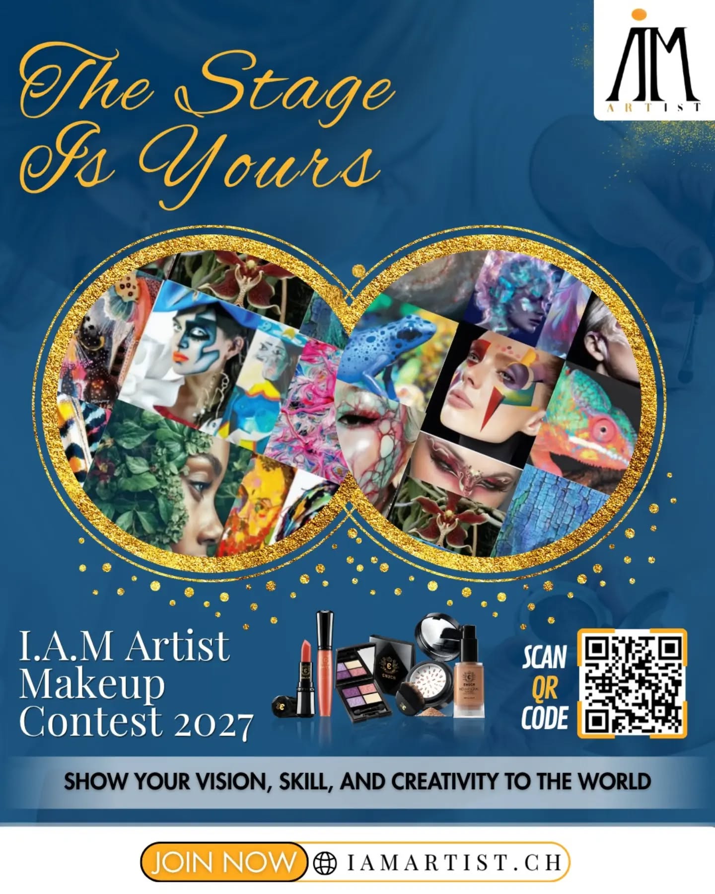 The stage is yours. ✨
Step into the spotlight with the I.A.M Artist Makeup Contest 2027 — where creativity meets mastery.
Show your vision. Showcase your skill. Let the world see your art.
#IAMArtist #MakeupContest2027 #BeautyArtists #MakeupCompetition #fypシ゚シ゚