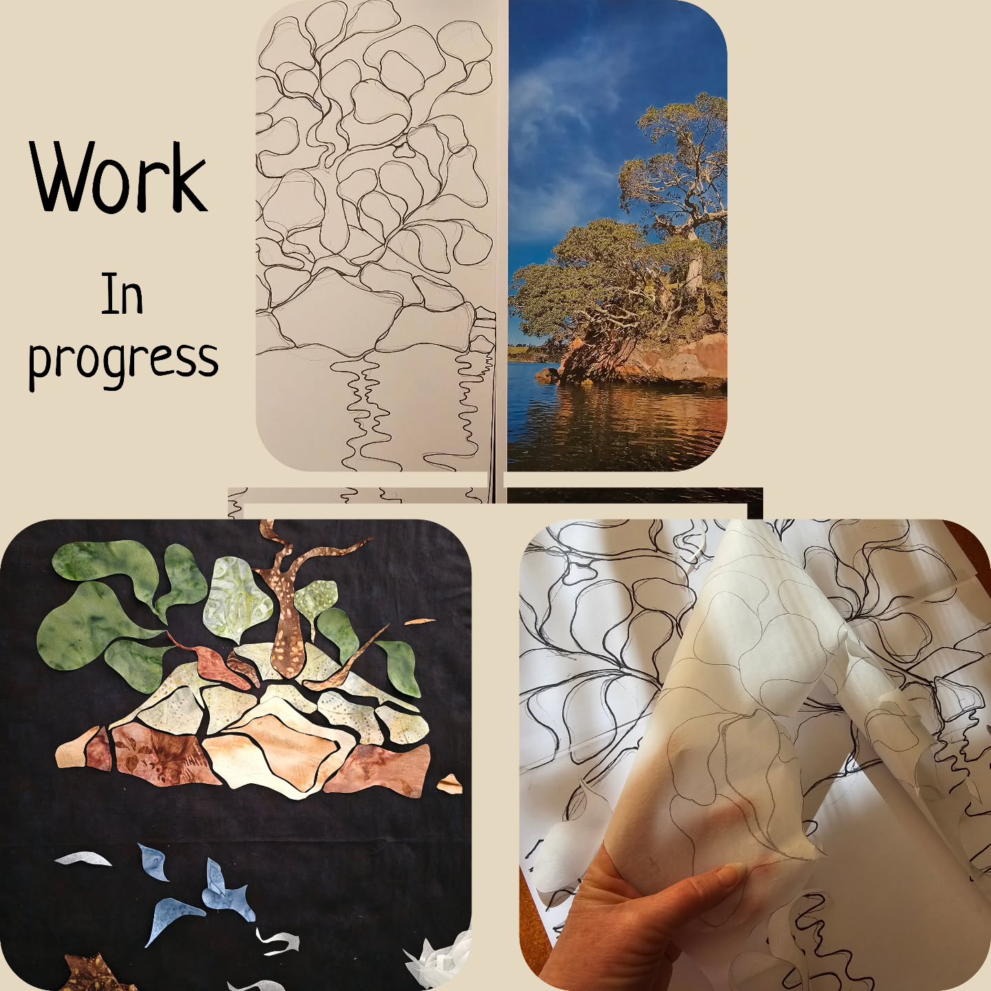 Sometimes I think it would be easier just to spend my time doing jigsaw puzzles😅
They all fitted together perfectly on the drawing and vliesofix!!
#artistatwork #artquilter #landscapeartquilts #beautifulnz #creativeprocess