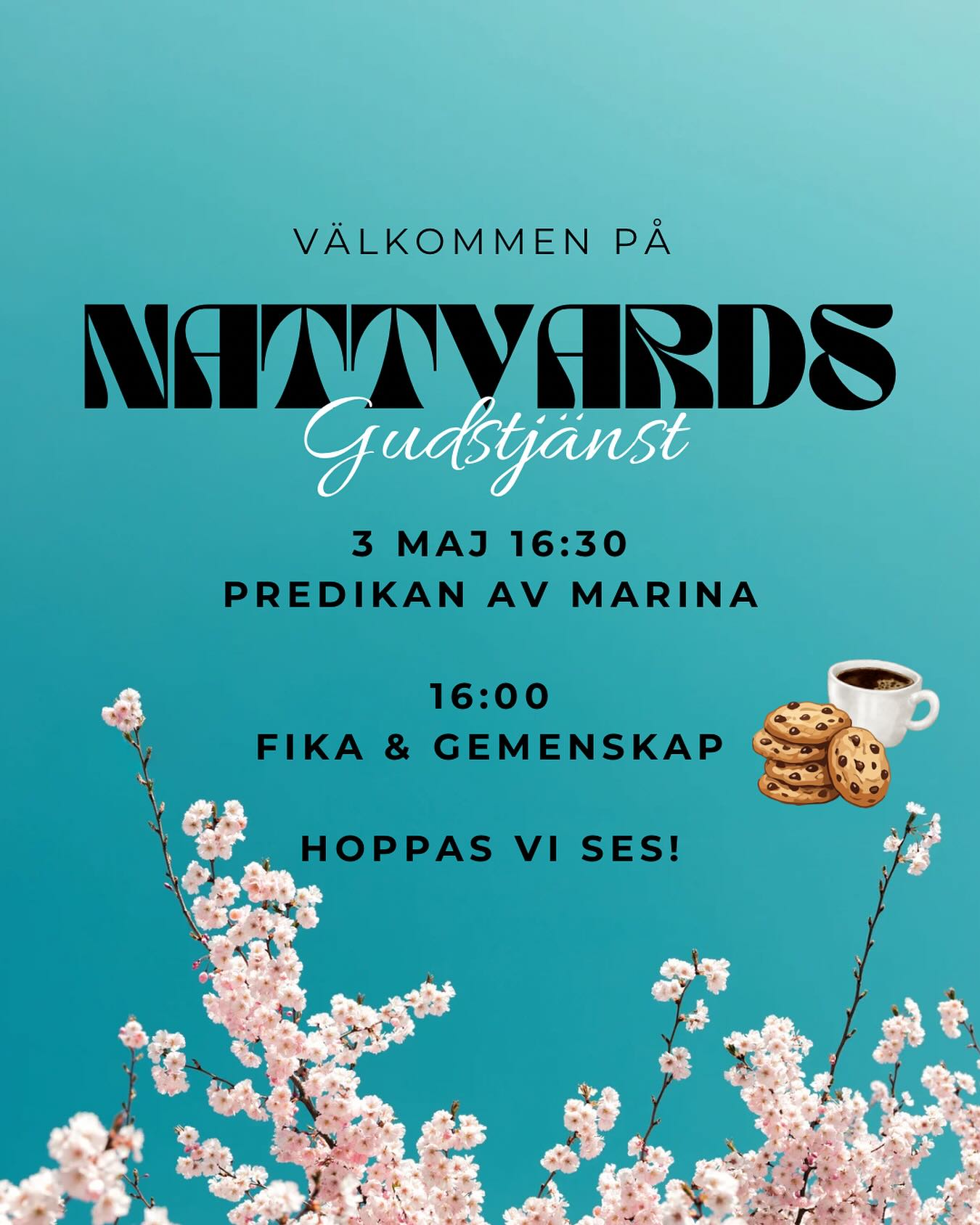 Varmt välkommen på nattvardsgudstjänst kl 16:30!!!
16:00 för en härlig fika med gemenskap! ☕️
Hoppas vi ses! ✨