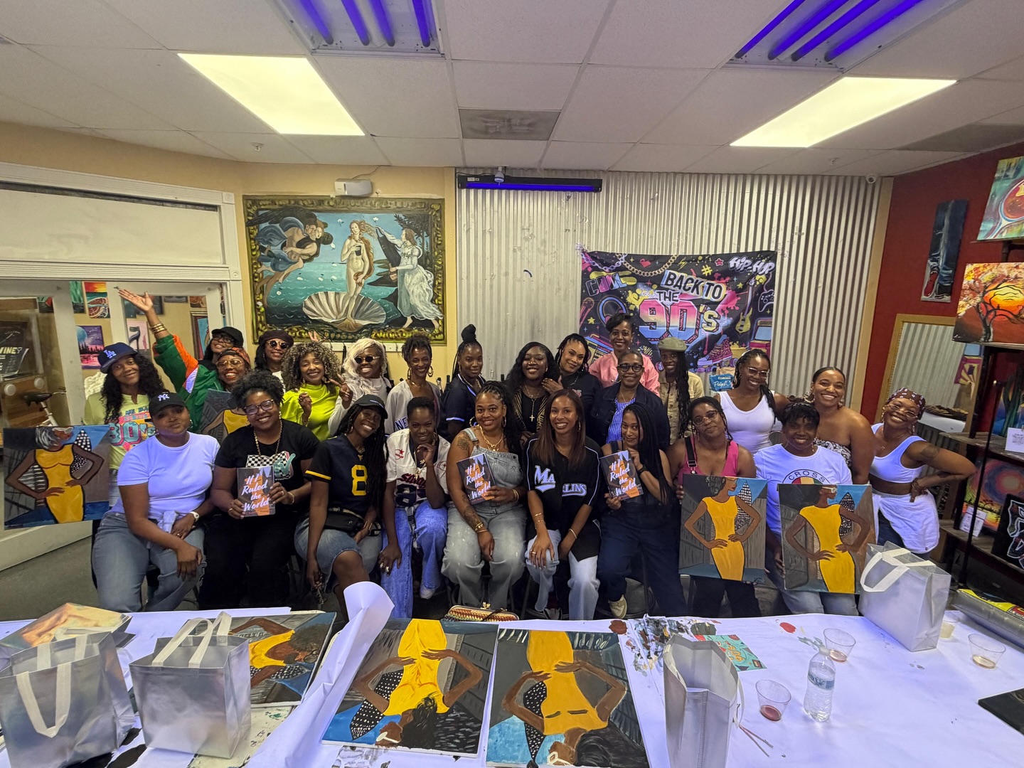 What a fun 90’s-themed book club night! 📚✨
We wrapped up our read @paintingwithatwist style—trying to recreate the cover of If I Ruled the World by @amyduboisbarnett 🎨 (and let’s just say… we had a BLAST doing it 😅).
It’s always a vibe with @blackmomsmiami —good energy, great conversations, and even better company. 💛 I truly don’t just write books… I read them too! 😝
Special shoutout to @goodvibeslo for hosting—this meetup was everything! 🫶🏽 Already looking forward to our next read!
#IDontJustWriteBooksIReadThemToo #BookClubVibes #BlackMomsMiami #ReadersCommunity #90sVibes