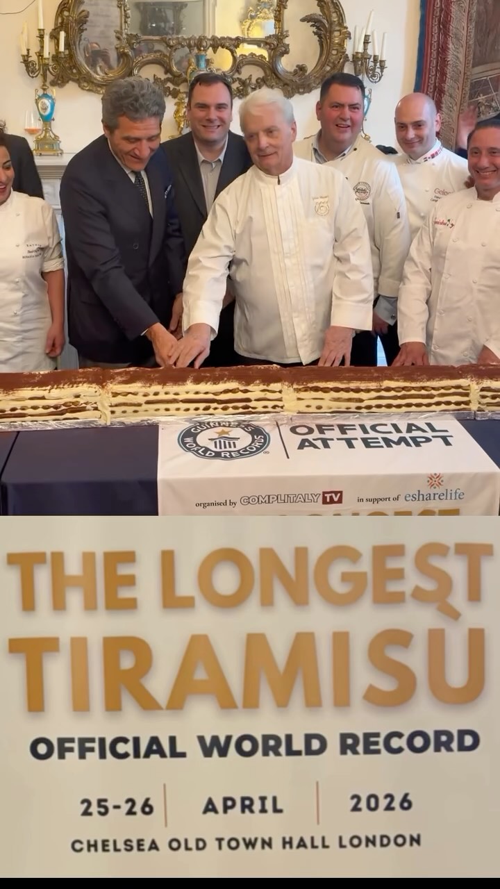 Italian chefs in London are attempting a Guinness World Record for the longest #tiramisu ever. @thelongest_tiramisu
After winning @greatbritishbakedoff The Great British Bake Off, Giuseppe Dell’Anno @giuseppecooks will be among 100 star bakers getting hands-on with massive quantities of coffee, mascarpone, and traditional #savoiardi biscuits.
Proceeds from the world’s longest tiramisu will support food banks and projects by @esharelife.
FPA member Mirko Ricci @mirkoricci (@complitaly_tv) has launched the challenge @guinnessworldrecords
This weekend, judges will come down to Chelsea Old Town Hall to measure and -hopefully - certify the record for the world’s most beloved Italian dessert.
We went for a pre-taste at a special event held @italy.in.uk with maestro @iginio.massari
Official record 25-26 April 2026:
https://gotobeat.com/gig/the-longest-tiramisu-guinness-world-record-AP/