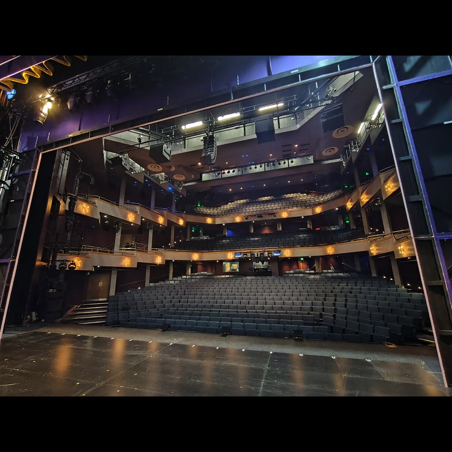 Woking! We are in you (with @meangirlsmusical that is...)
The whole band are remote behind the stage this week, and I get to stare lovingly at James Higginson and his bass-isms for the week.
A few people have asked to sit in the drum booth this week, so the pic here is the view that they can expect from the sit in chair...
If anyone is around, let me know!