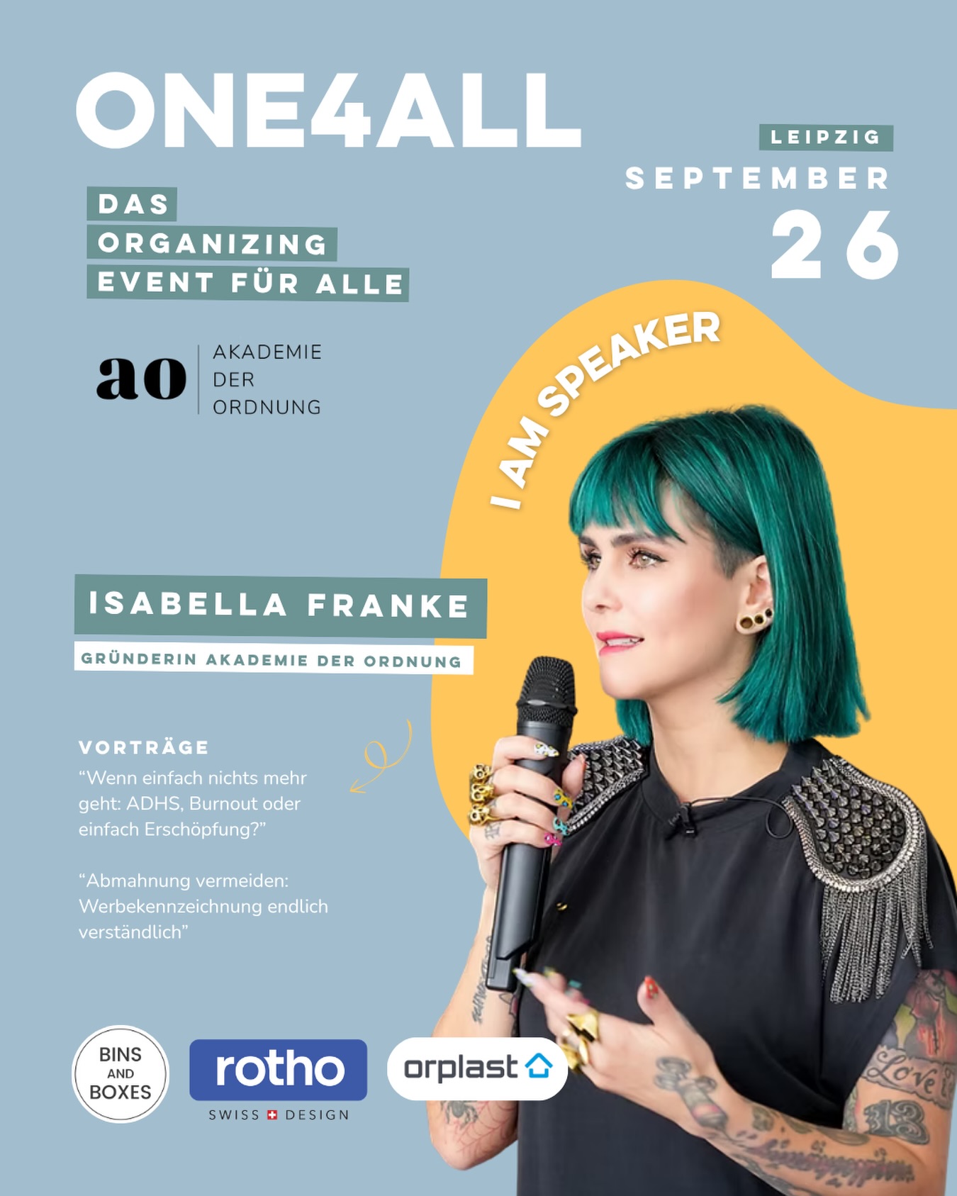 SPEAKER-UPDATE: Isabella von @thehomehabit ist dabei ⤵️
Natürlich wird auch Isabella Franke in diesem Jahr wieder als Speakerin und Gastgeberin beim ONE 4 ALL – Das Organizing Event für alle im September dabei sein. 💛
Als Gründerin der Akademie der Ordnung, TV-Host von „Organize ’n Style“, Content Creatorin und Ordnungscoach bringt Isabella nicht nur viel Erfahrung mit, sondern auch einen besonderen Blick auf Ordnung, Selbstständigkeit und die Entwicklung einer Branche, die immer sichtbarer wird.
Wer Isabella kennt, weiß:
Sie spricht nicht nur über Ordnung als schönes Zuhause.
Sie spricht über Systeme, Alltag, Überforderung, professionelle Begleitung und was es bedeutet, mit Ordnung zu arbeiten.
Beim ONE 4 ALL begleitet Isabella und sie bringt gleich zwei wichtige Vortragsthemen mit:
✨ Wenn einfach nichts mehr geht: ADHS, Burnout oder einfach Erschöpfung?
Ein Thema, das zeigt, wie eng Ordnung, mentale Belastung und Alltagssysteme miteinander verbunden sein können.
✨ Abmahnung vermeiden: Werbekennzeichnung endlich verständlich
Ein Vortrag für alle, die sichtbar sind oder sichtbar werden möchten und mehr Sicherheit im Umgang mit Werbung, Kooperationen und Kennzeichnung brauchen.
Wir freuen uns sehr, dass Isabella auch in diesem Jahr wieder durch das Event führt, Wissen teilt und gemeinsam mit euch neue Perspektiven eröffnet.
👉 Tickets für das ONE 4 ALL Event bekommt ihr über unseren Link in der Bio.
Seid ihr dabei? Lasst gern ein Herz ❤️ in die Kommentare, wenn ihr Isabella beim Event erleben möchtet.
ORGANIZING EVENT
ORDNUNGSCOACH
PROFESSIONAL ORGANIZING
HOME ORGANIZING
#ordnungscoach #ordnungalsberuf #homeorganizing #professionalorganizer #communityevent