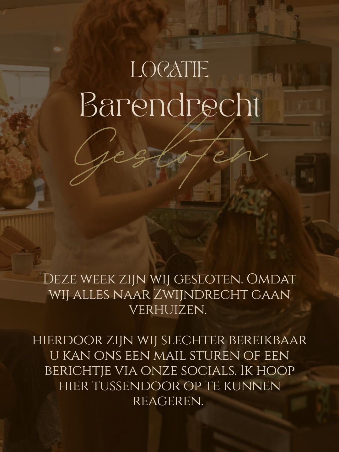 Het zit erop in Barendrecht❤️. Vorige week zaterdag onze laatste klanten ontvangen, het was een super gezellige tijd maar wel 1 met een dubbel randje. Afscheid nemen van sommige mensen maar ook de locatie! Maar we zijn super enthousiast om dit nieuwe avontuur aan te gaan, en gelukkig ook met veel bekende gezichten 😍😍.
Deze week zijn we slecht bereikbaar omdat we continu op en neer gaan. Maar tussendoor hoop ik alle berichten te kunnen beantwoorden 😊.
2 mei is de opening met binnenloop tussen 11.00 en 14.00 uur, hopelijk zien we je dan 💕