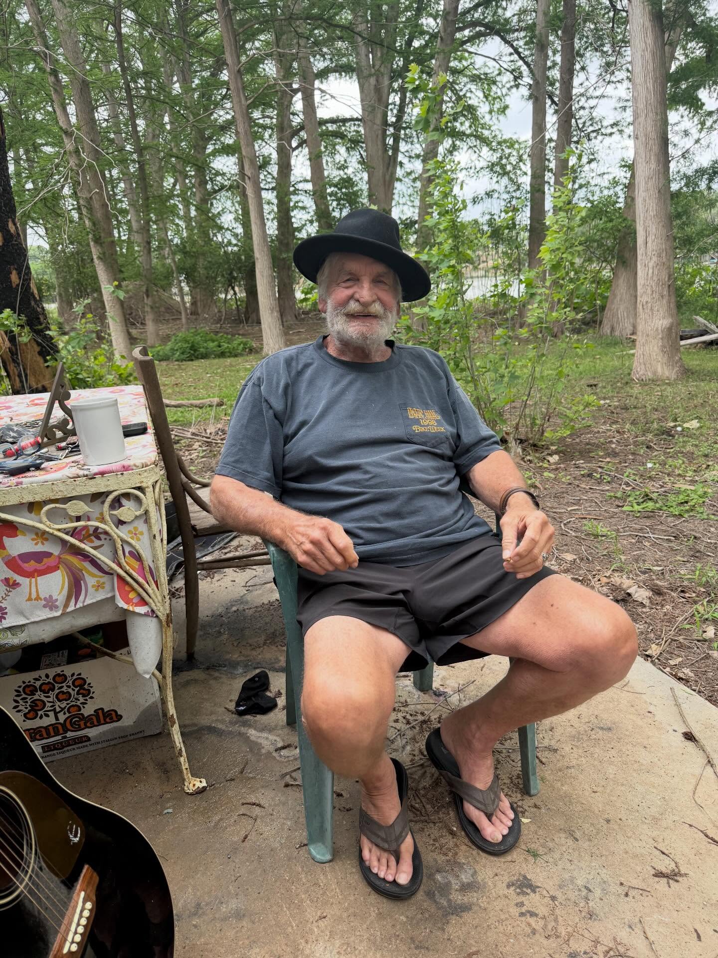 Here’s a picture of my dad, he was talking about his dad, and demonstrating the angle that my grandfather used to cock his hat. Dad used to hang with Townes Van Zandt in the 70s, and one night in Nashville they got drunk and became blood brothers. One of my favorite albums is Townes’ live at the Old Quarter. I’ll be playing at @oldquarterac in Galveston, TX with @oconnormoc this Friday night, May 1st. Get tickets at www.oldquarteracousticcafe.com