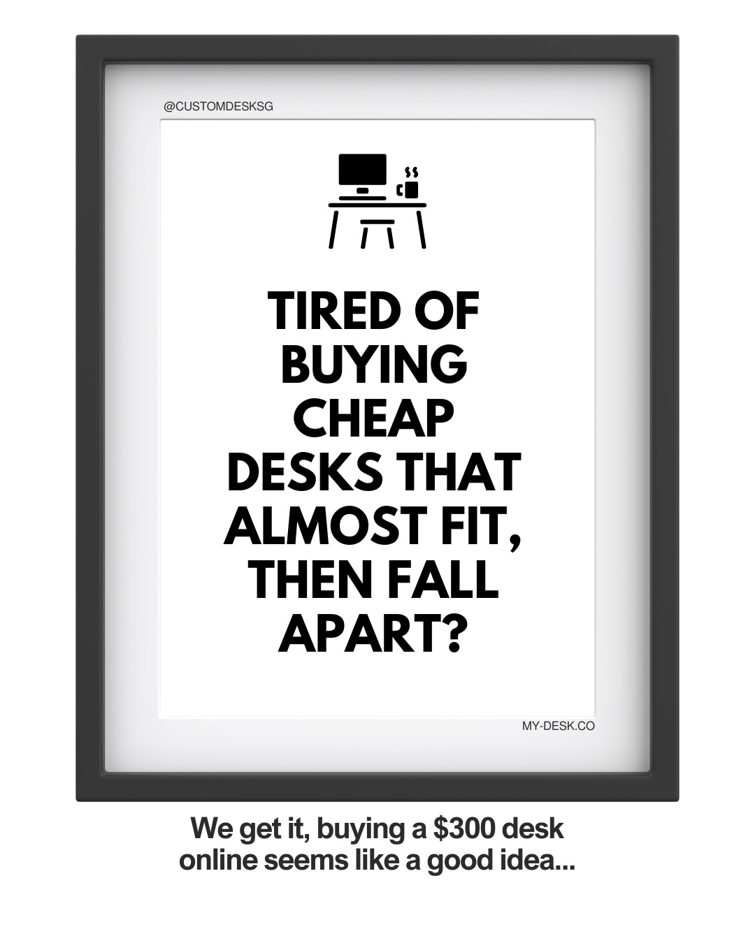 Buying a cheap desk online seems like a steal... until it arrives 3 inches too wide and wobbles every time you type. 🙅♀️
We build furniture for people who are tired of replacing their flat-pack desks every year. At My-Desk.Co, we custom-size solid wood desks to slide perfectly into whatever awkward corners or tight spaces you have.
We build for years, not just for a season.
Have a tricky corner? Send us a DM with your rough measurements, and let’s design a setup that actually works for you.
#mydeskco #customfurniture #sghome