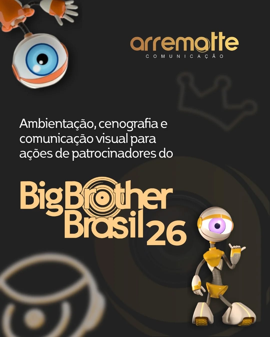 Tem projeto que a gente entrega.
E tem projeto que a gente sustenta, dia após dia.
No BBB26, cada ação, cada prova, cada ativação precisava estar pronta no tempo certo, do jeito certo — porque milhões de pessoas estavam assistindo.
A Arrematte esteve por trás da comunicação visual e ambientação dos cenários, dando forma a ideias que mudavam rápido e precisavam funcionar sem margem de erro.
• provas do líder e do anjo
• ações de patrocinadores
• ativações de marcas como Mercado Livre e Mercado Pago
• ambientação contínua ao longo da temporada
Não aparece, mas sustenta.
Não pausa, não atrasa, não falha.
É esse tipo de projeto que mostra o que a gente realmente entrega.
Arrematte Comunicação
#ComunicaçãoVisual
#Cenografia
#ProduçãoDeEventos
#ExperiênciaDeMarca
#ArrematteComunicação