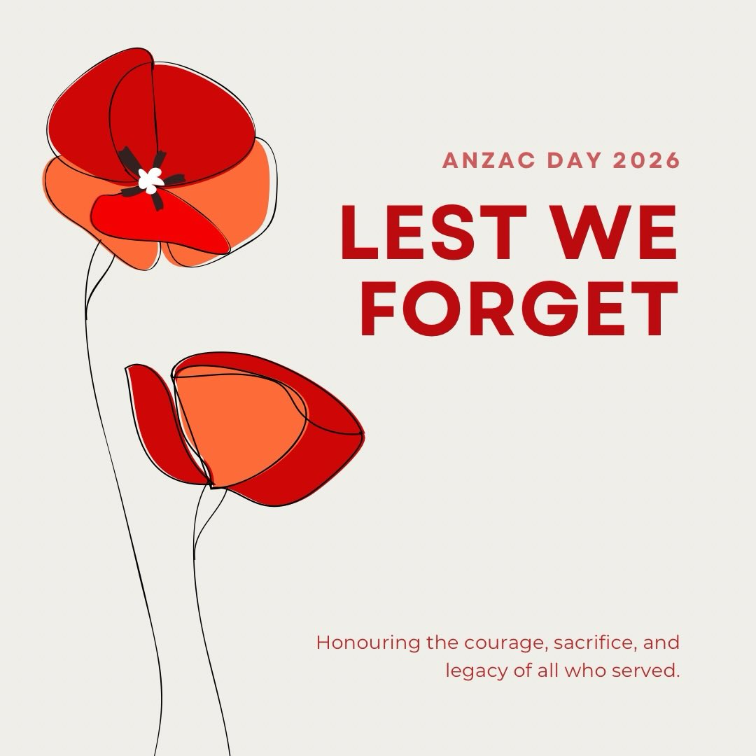 Anzac Day 2026
Today we pause to remember and honour the bravery, sacrifice, and service of the men and women who fought for our country. Their courage and legacy will never be forgotten. Lest we forget.